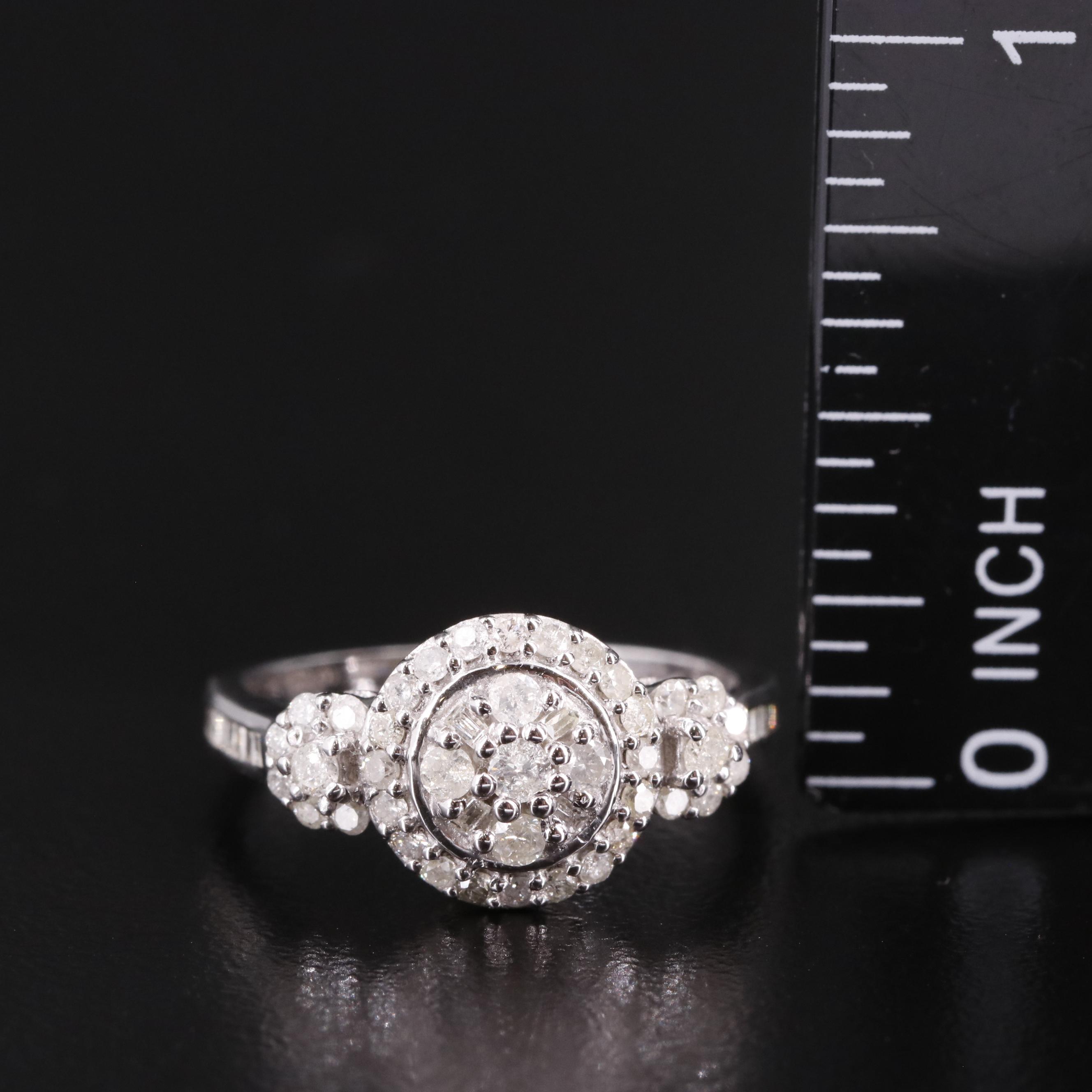 Sterling Diamond Halo Ring