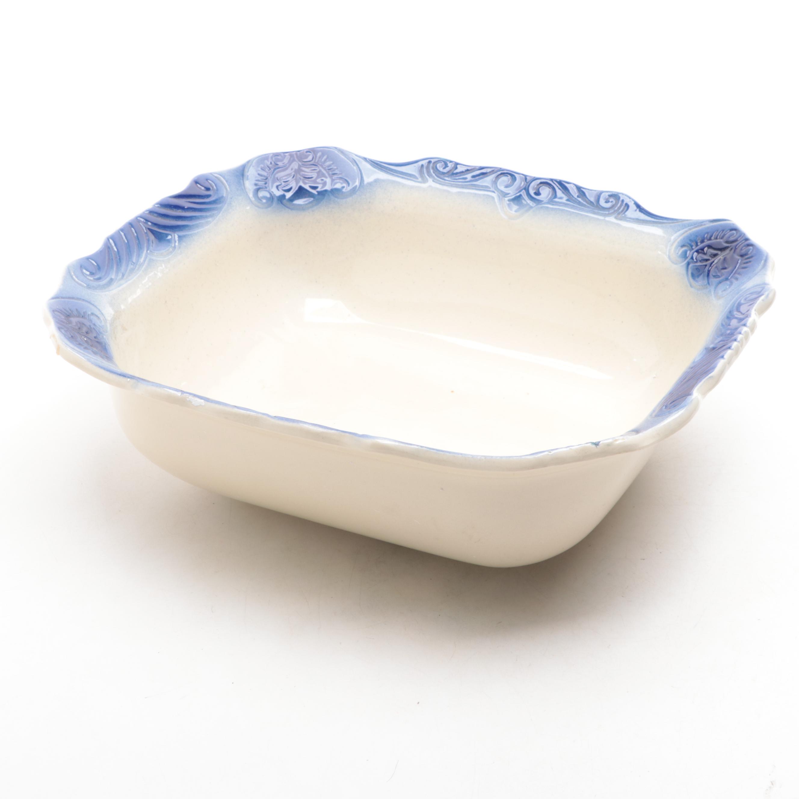 McCoy Pottery Pitcher with Flow Blue Earthenware Square Basin, Mid-20th Century