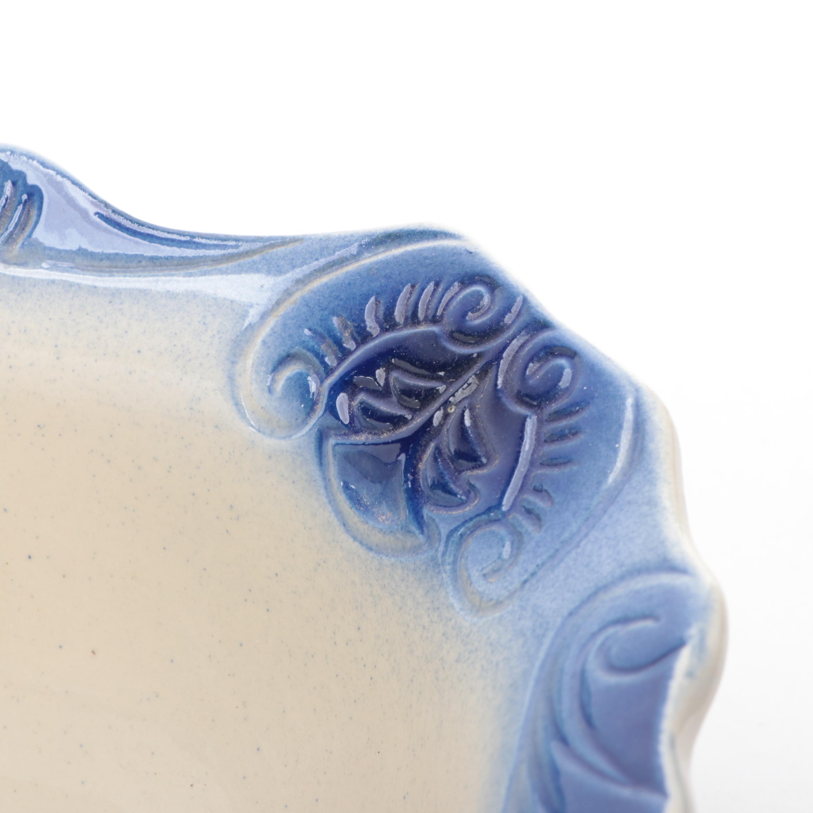 McCoy Pottery Pitcher with Flow Blue Earthenware Square Basin, Mid-20th Century