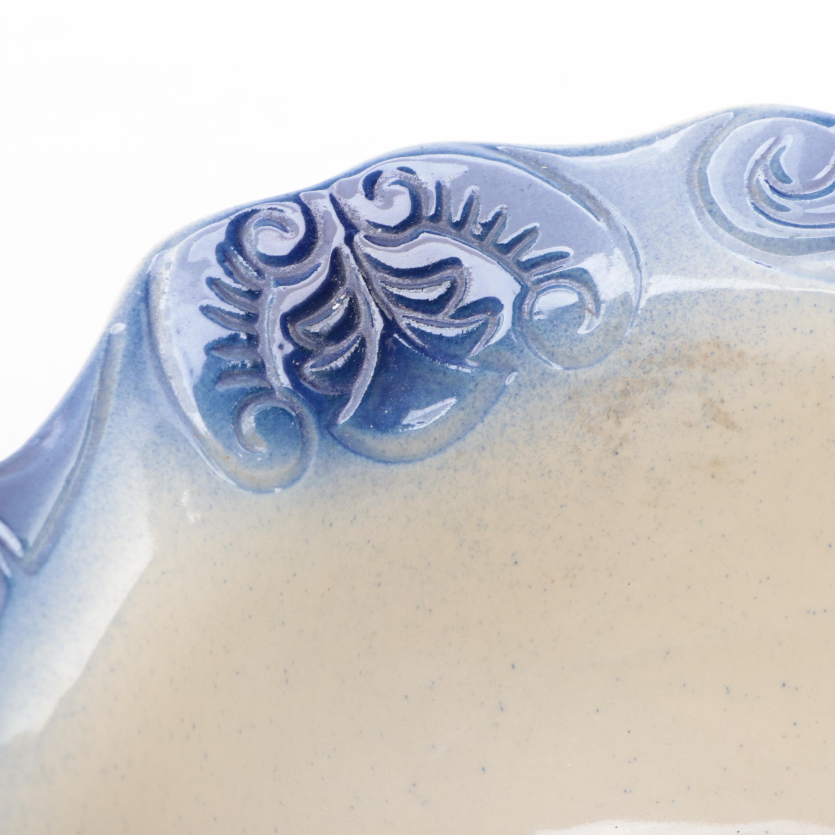 McCoy Pottery Pitcher with Flow Blue Earthenware Square Basin, Mid-20th Century