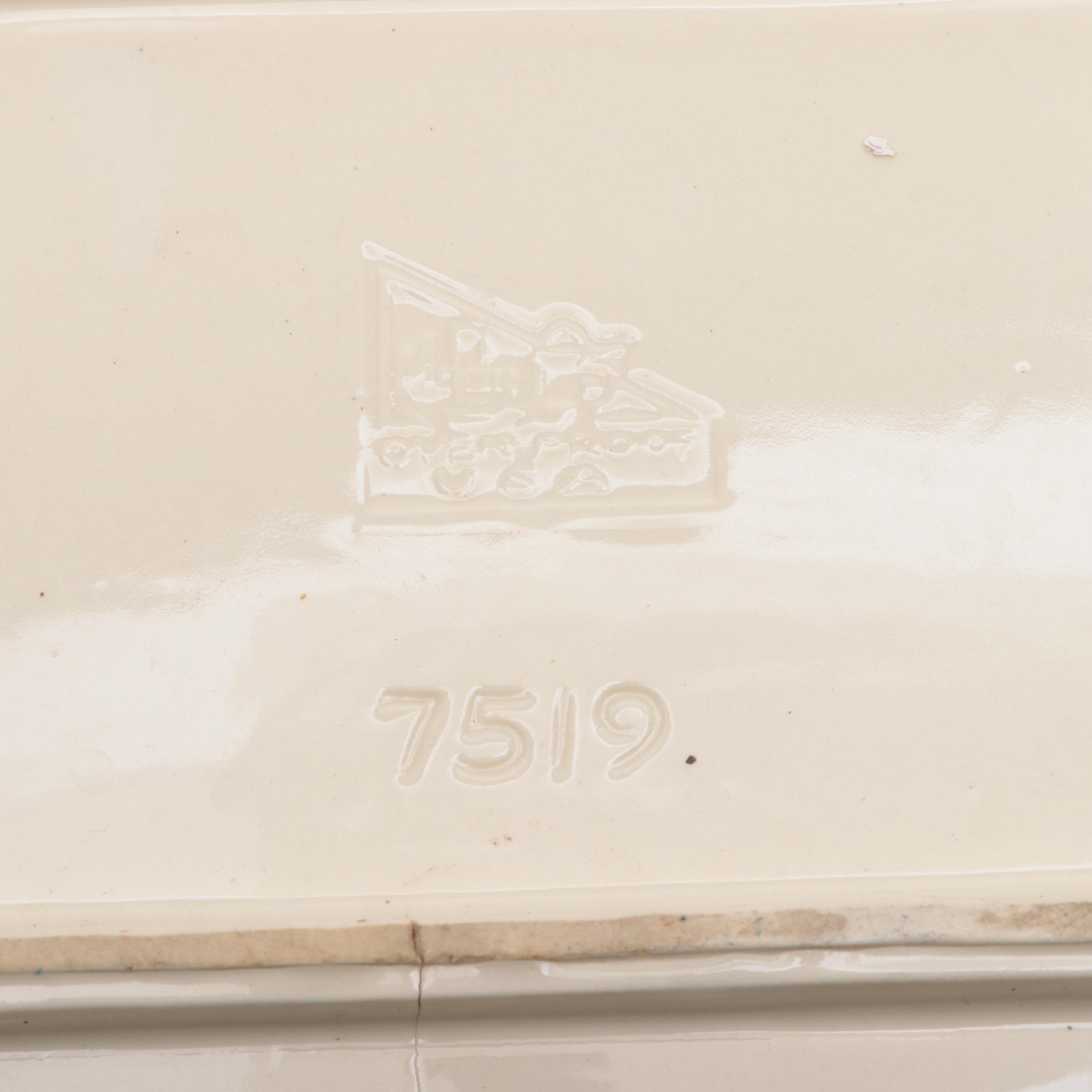 McCoy Pottery Pitcher with Flow Blue Earthenware Square Basin, Mid-20th Century