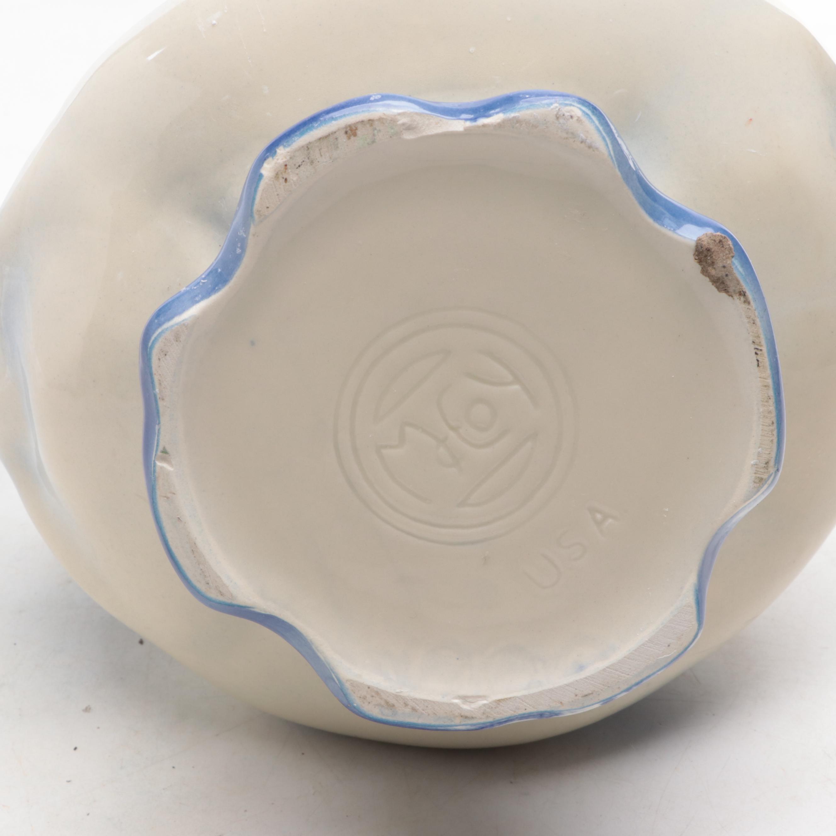 McCoy Pottery Pitcher with Flow Blue Earthenware Square Basin, Mid-20th Century