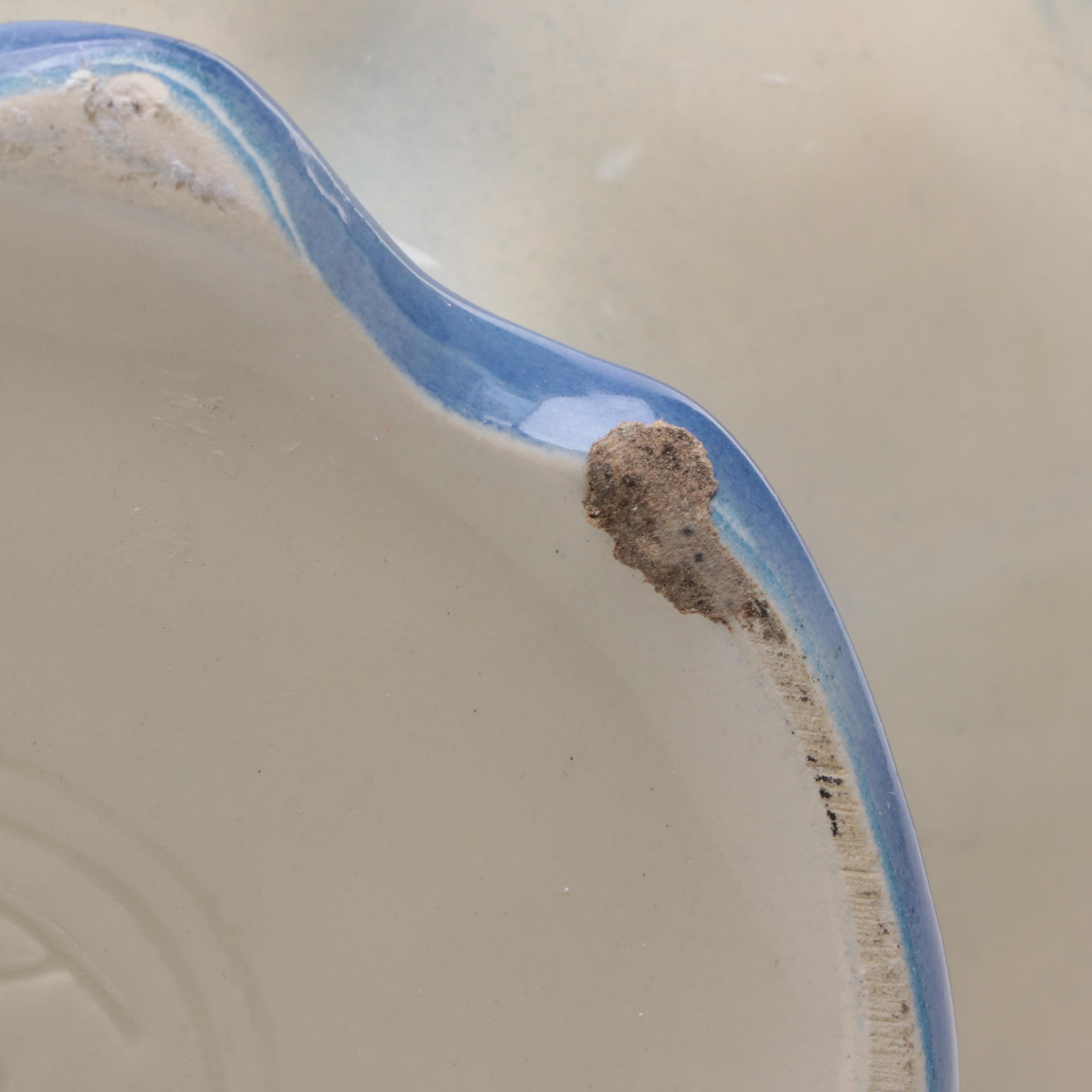 McCoy Pottery Pitcher with Flow Blue Earthenware Square Basin, Mid-20th Century