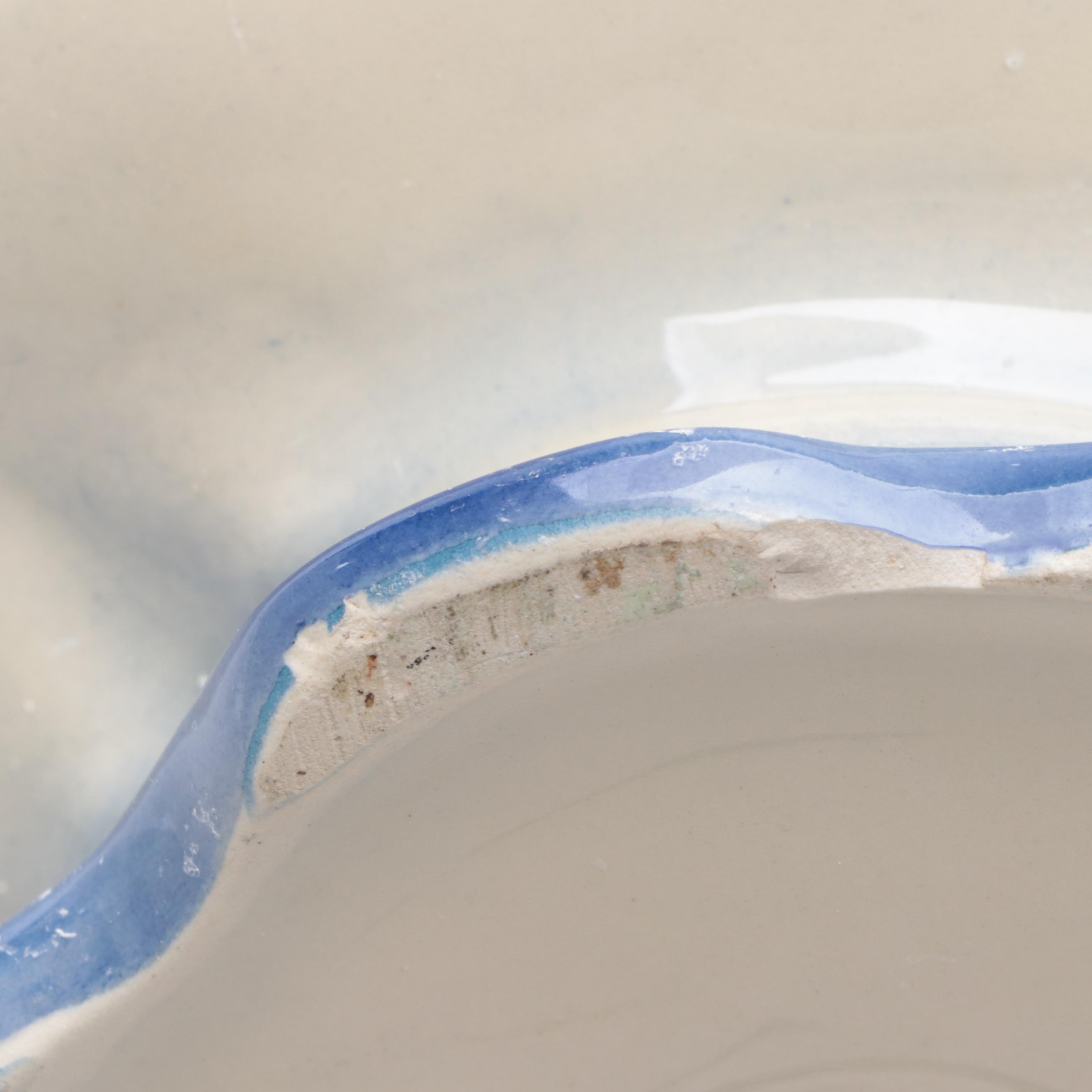 McCoy Pottery Pitcher with Flow Blue Earthenware Square Basin, Mid-20th Century