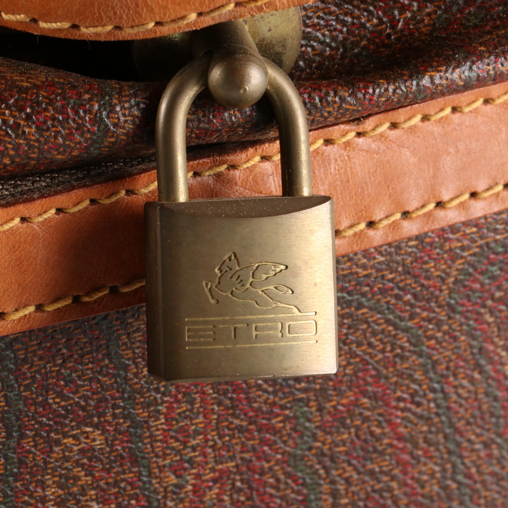 ETRO Travel Bag with Shoe Compartment in Paisley Coated Canvas and Leather