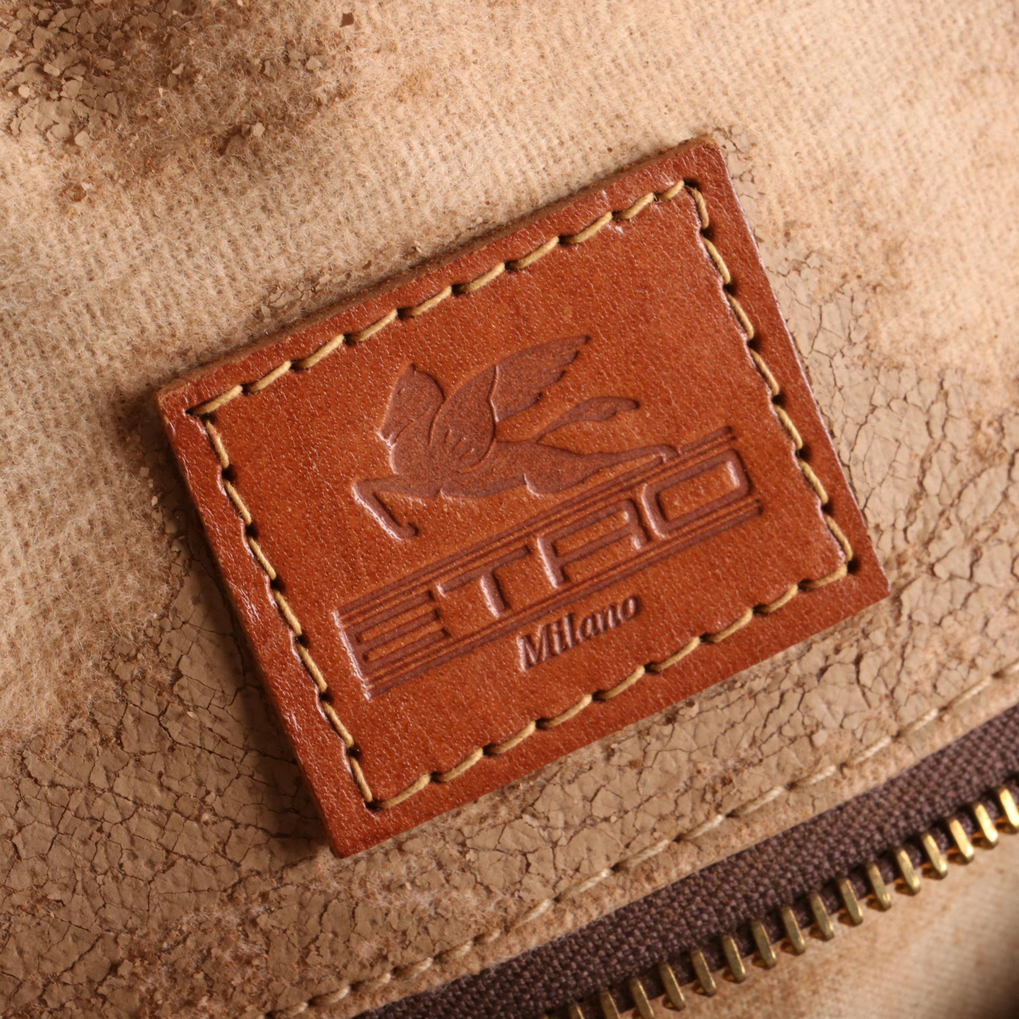 ETRO Travel Bag with Shoe Compartment in Paisley Coated Canvas and Leather