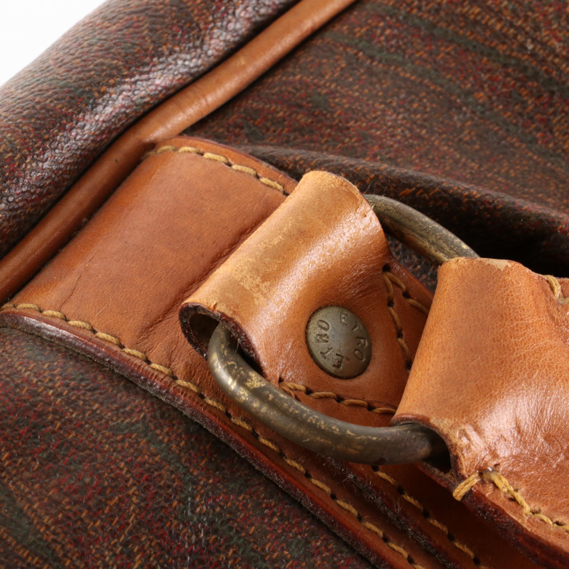 ETRO Travel Bag with Shoe Compartment in Paisley Coated Canvas and Leather