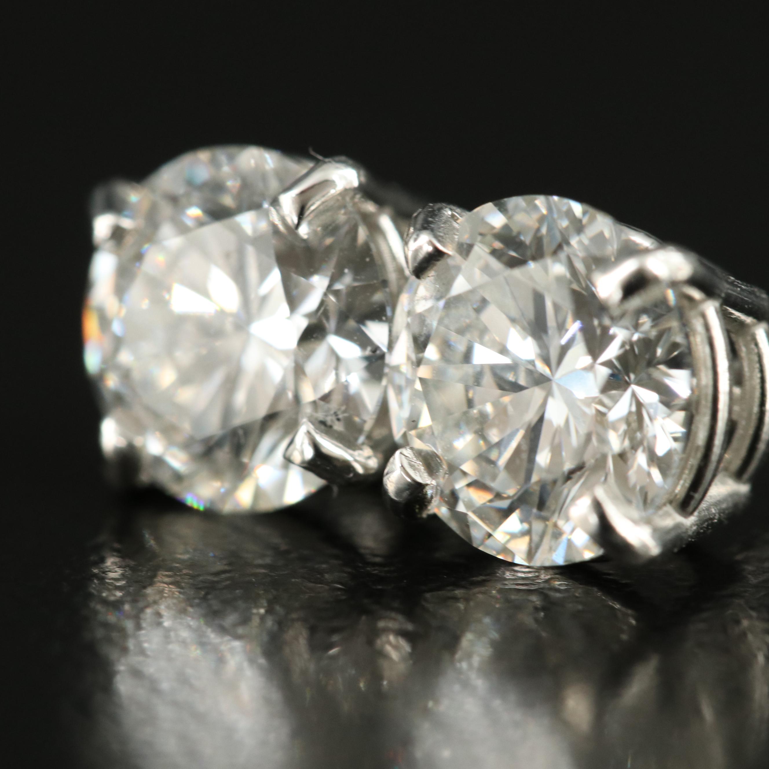 Platinum 3.02 CTW Lab Grown Diamond Stud Earrings with IGI Reports