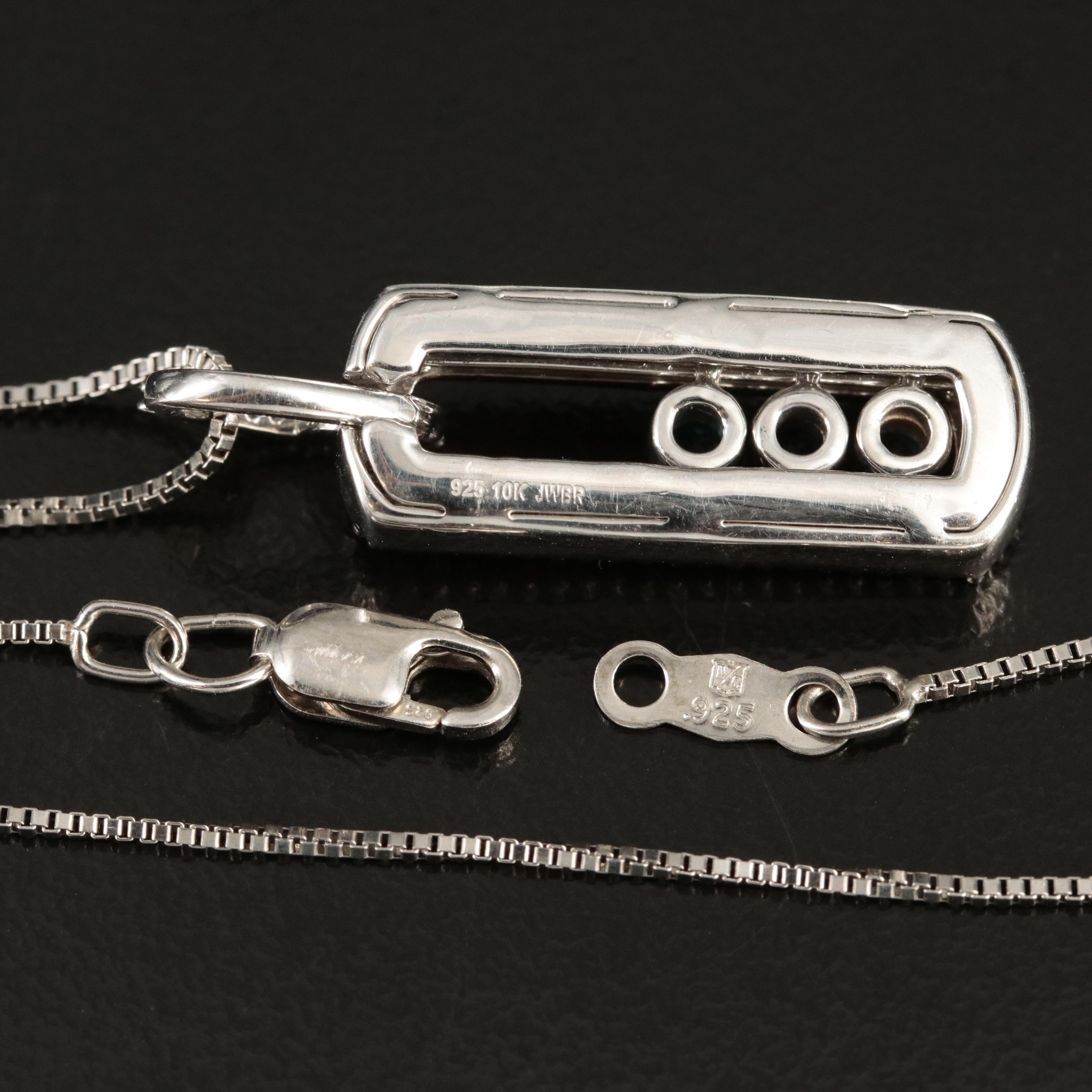 Sterling Topaz and Sapphire Tremble Pendant Necklace with 10K Rose Gold Accents