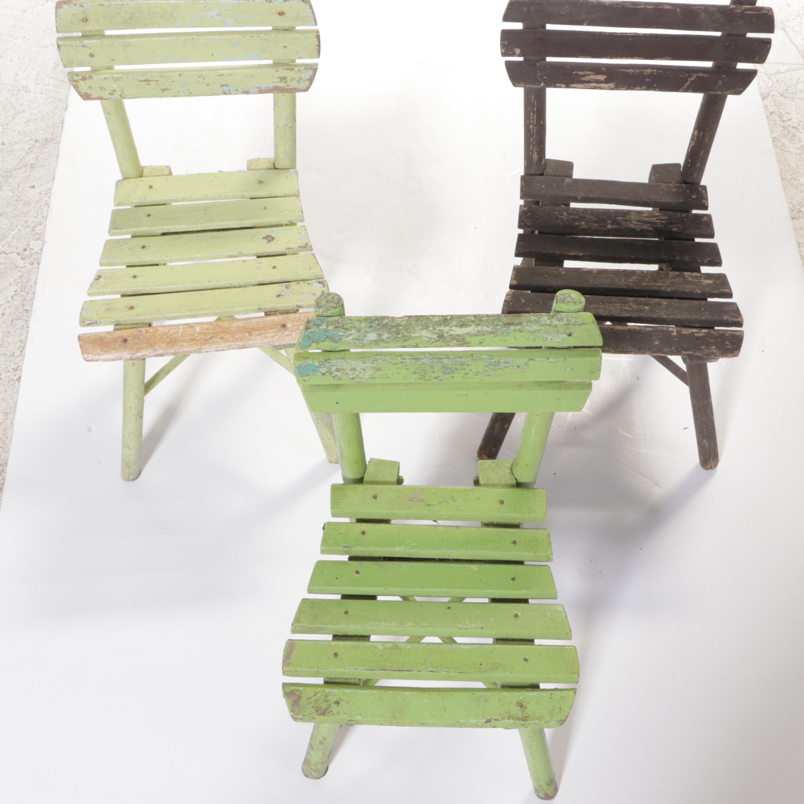 Primitive Style Painted Wooden Children's Chairs