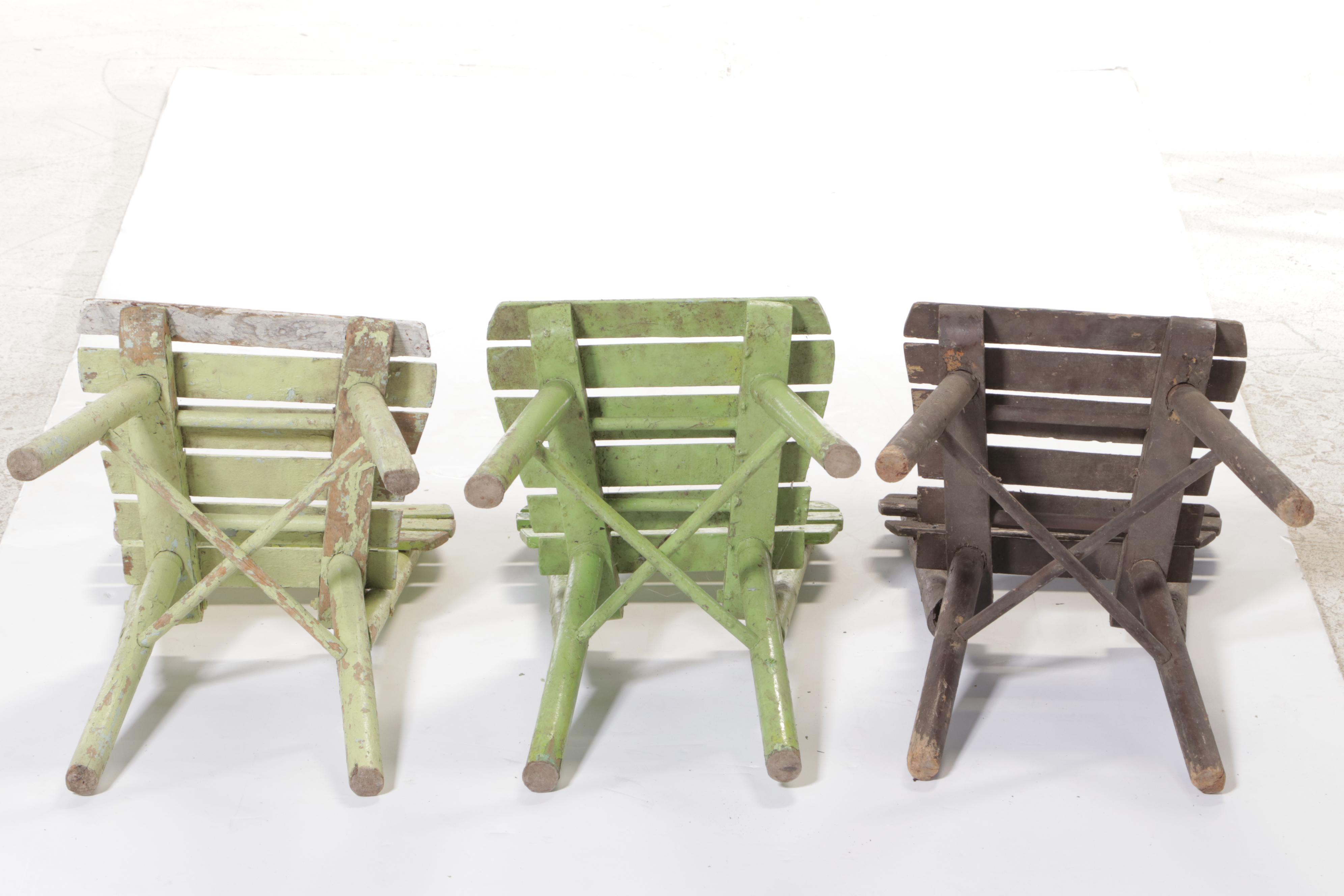 Primitive Style Painted Wooden Children's Chairs