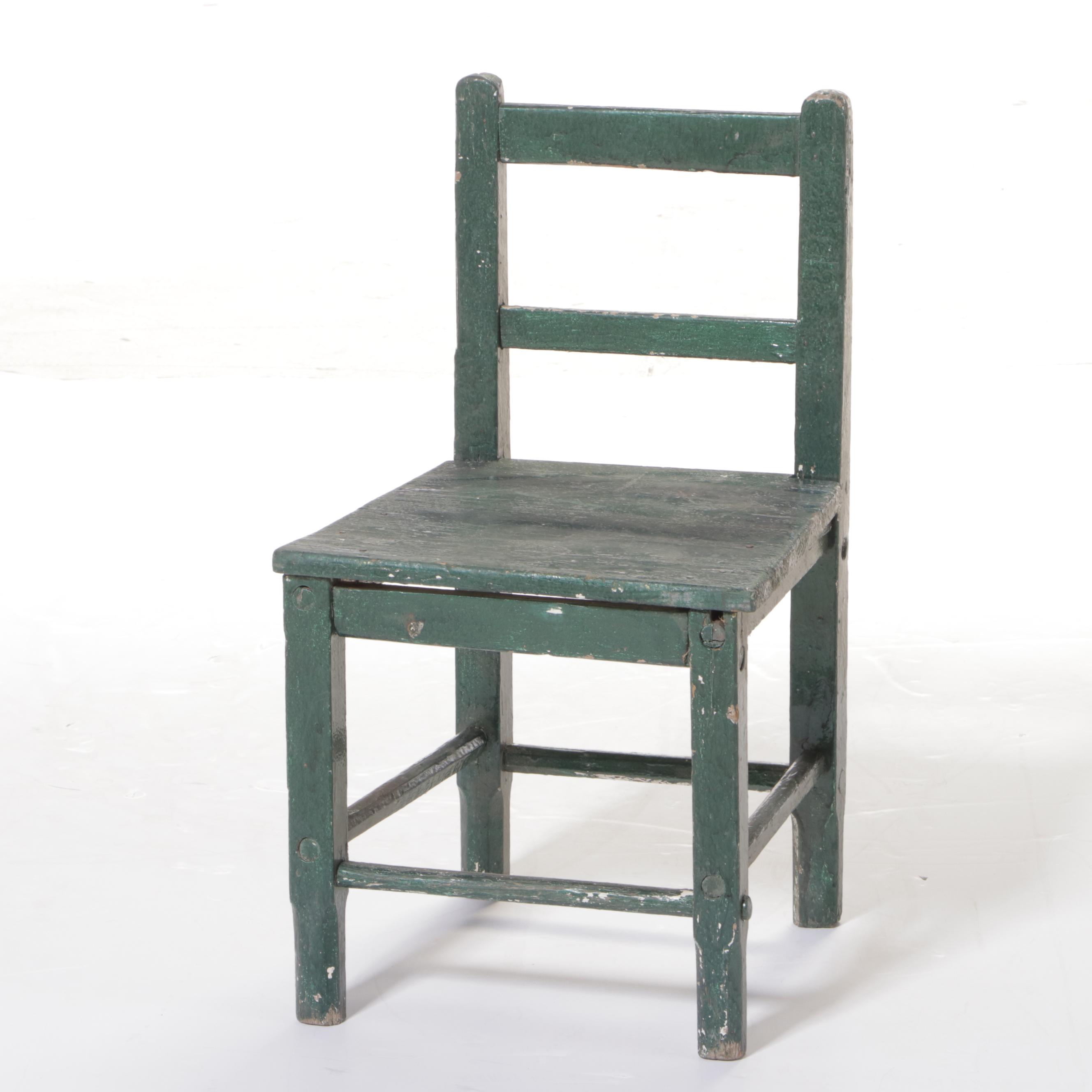 Primitive Style Painted Wooden Children's Chairs