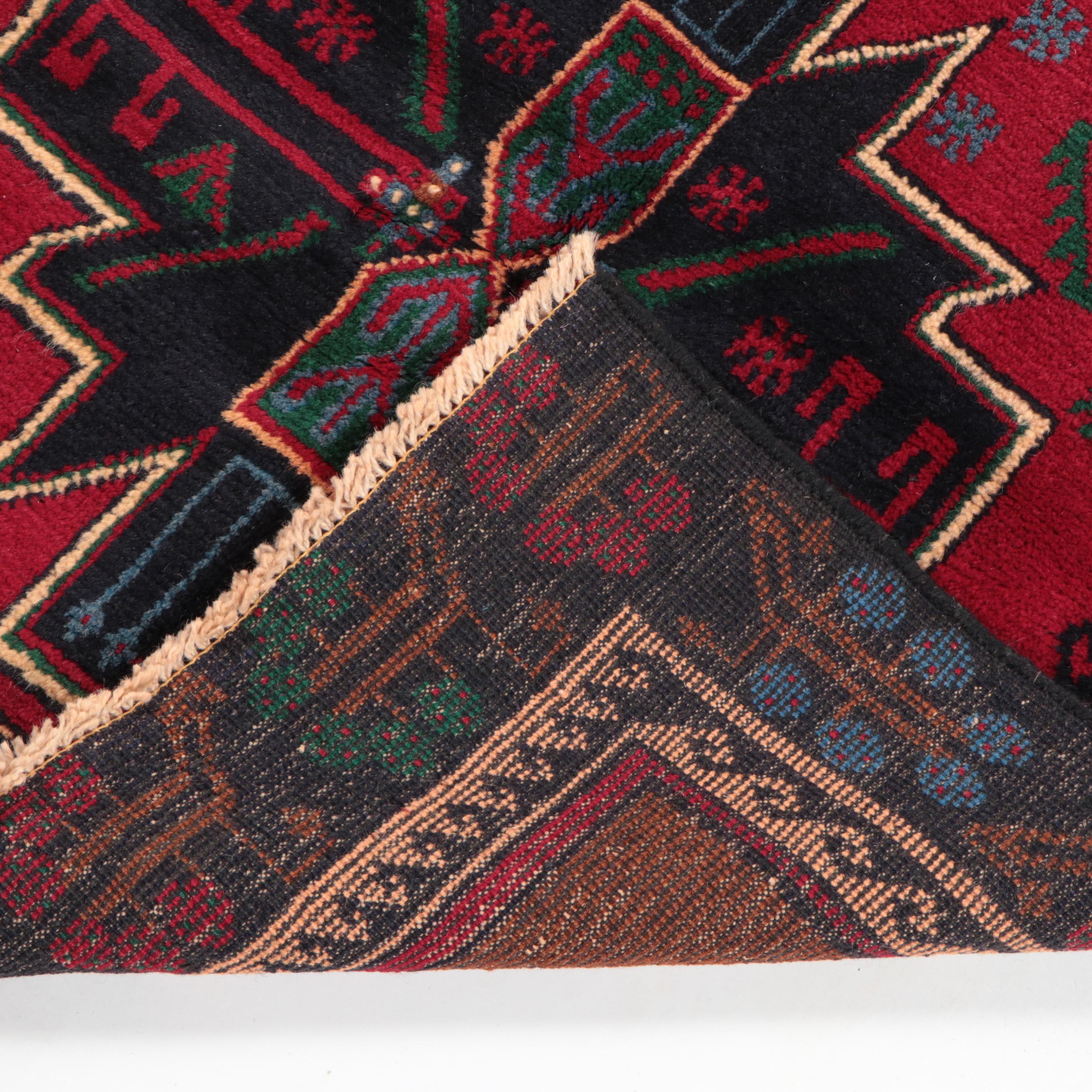 3' x 4'5 Hand-Knotted Afghan Baluch Accent Rug