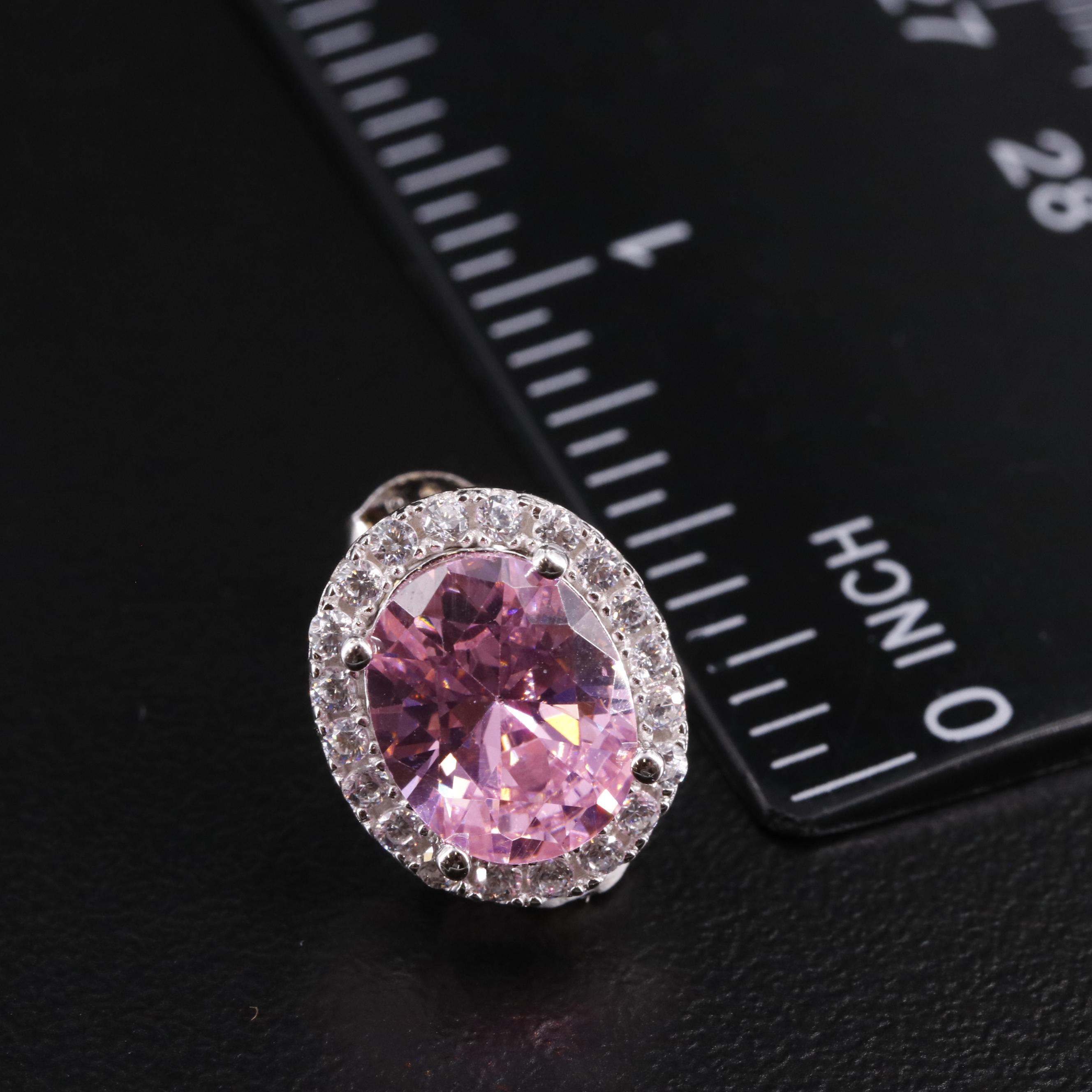 Sterling Cubic Zirconia Halo Stud Earrings