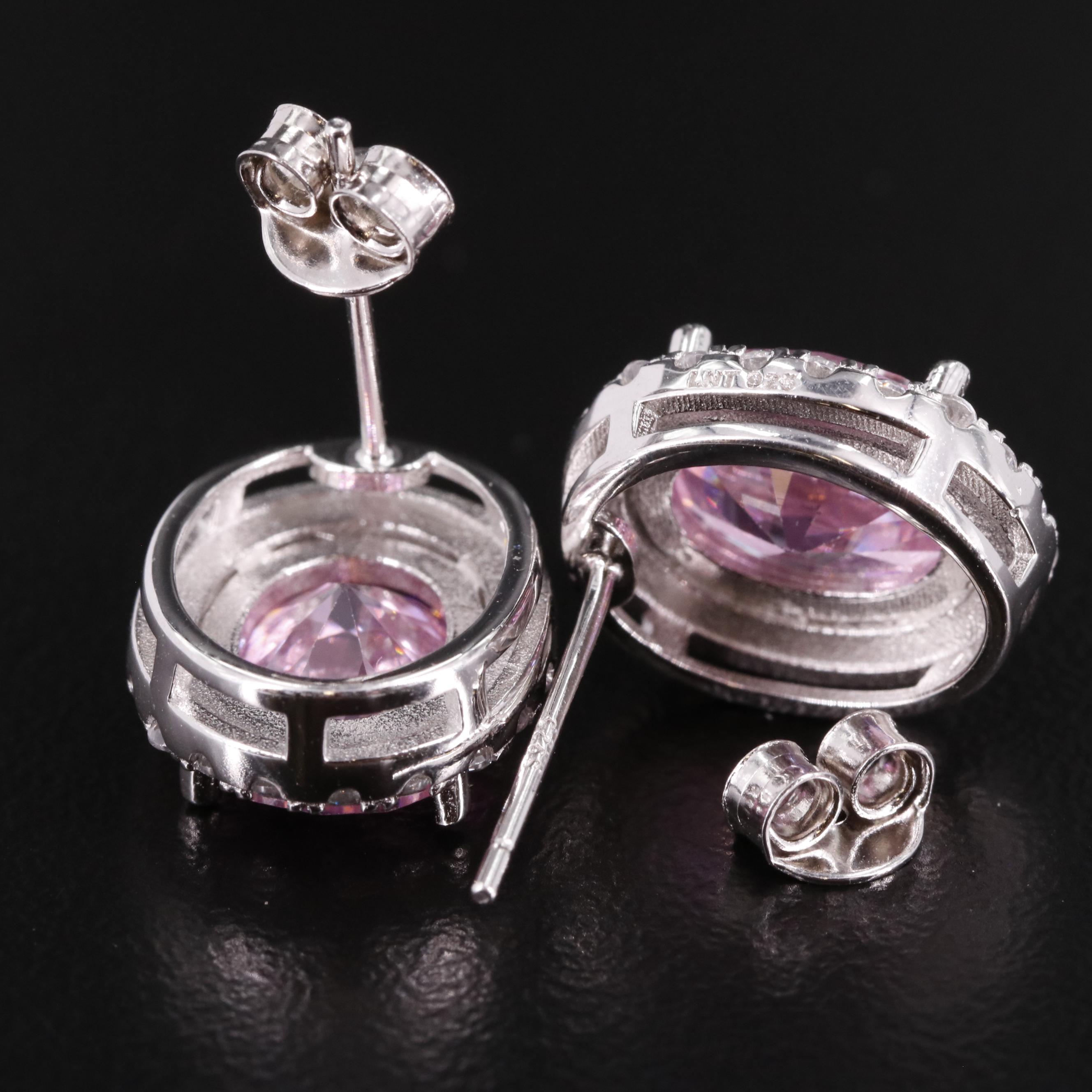 Sterling Cubic Zirconia Halo Stud Earrings