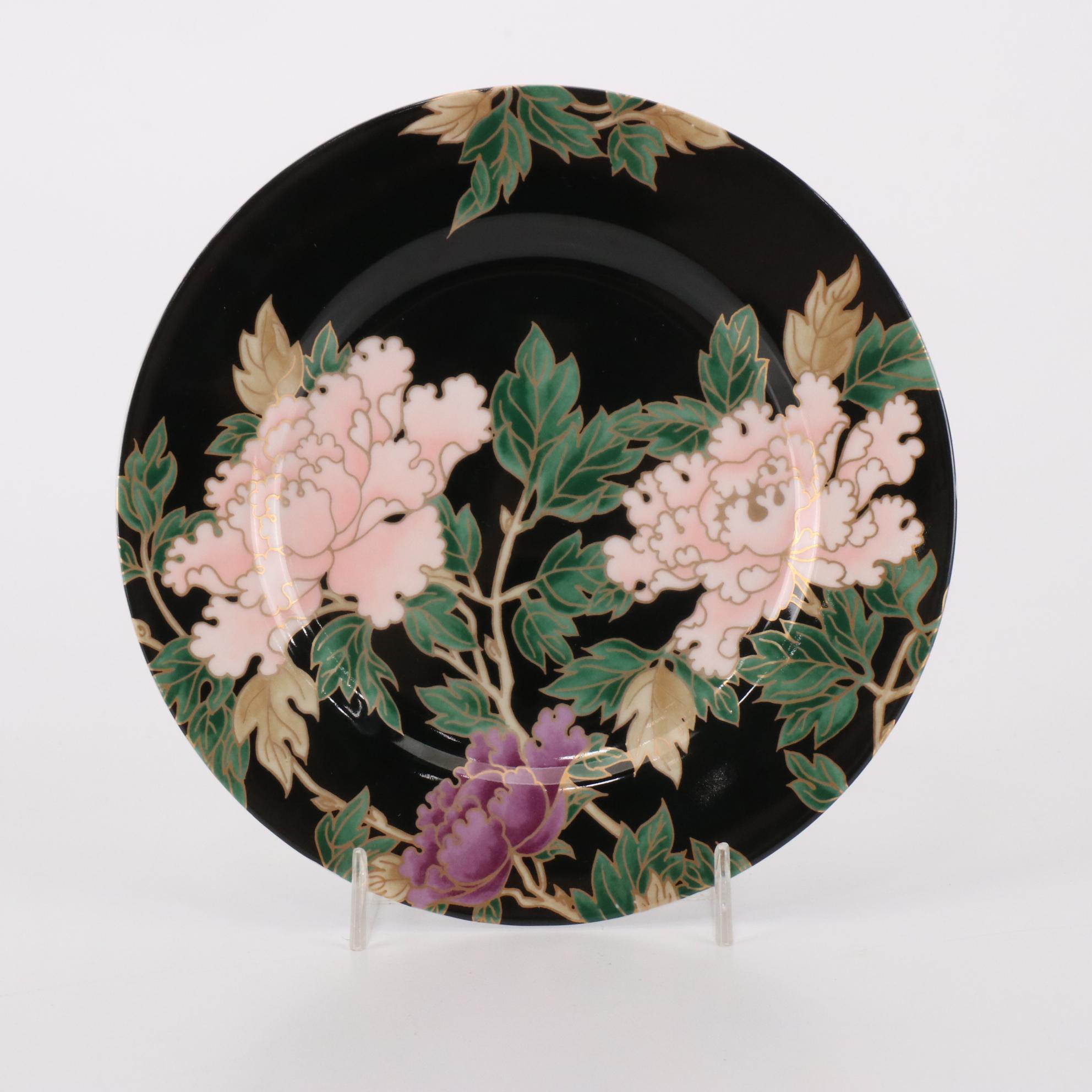 Fitz & Floyd "Cloisonne Peony" Porcelain Salad Plates, 1984-1996