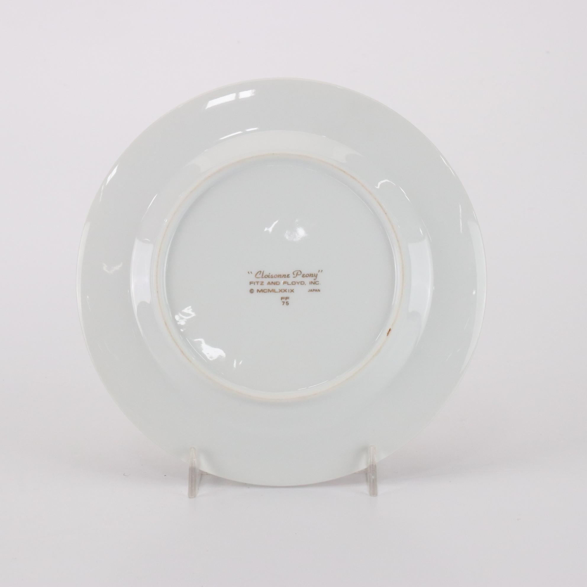 Fitz & Floyd "Cloisonne Peony" Porcelain Salad Plates, 1984-1996