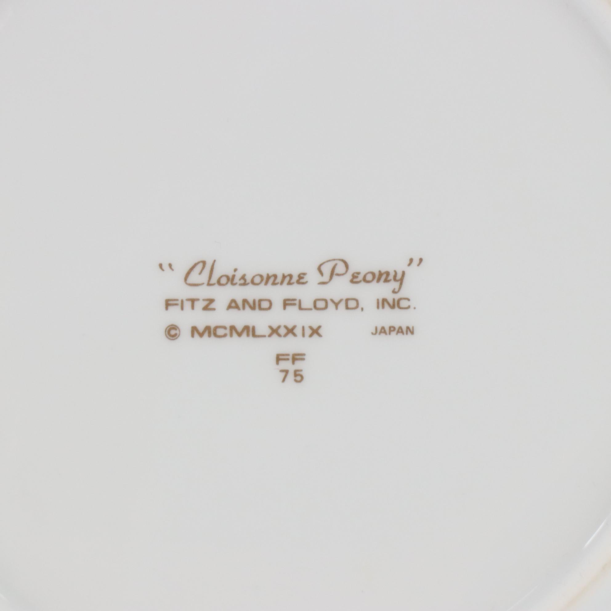 Fitz & Floyd "Cloisonne Peony" Porcelain Salad Plates, 1984-1996