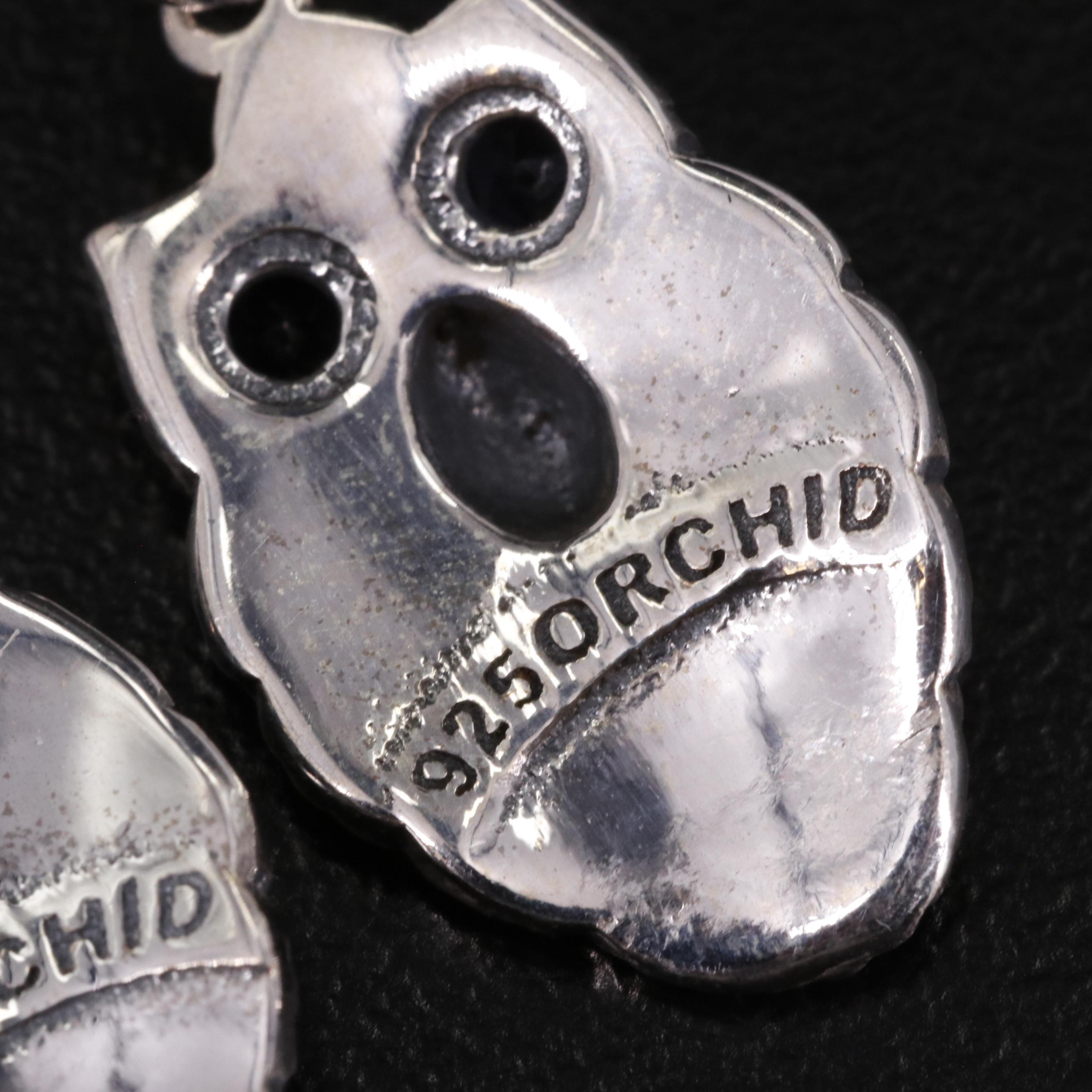 Sterling Iolite Owl Drop Earrings