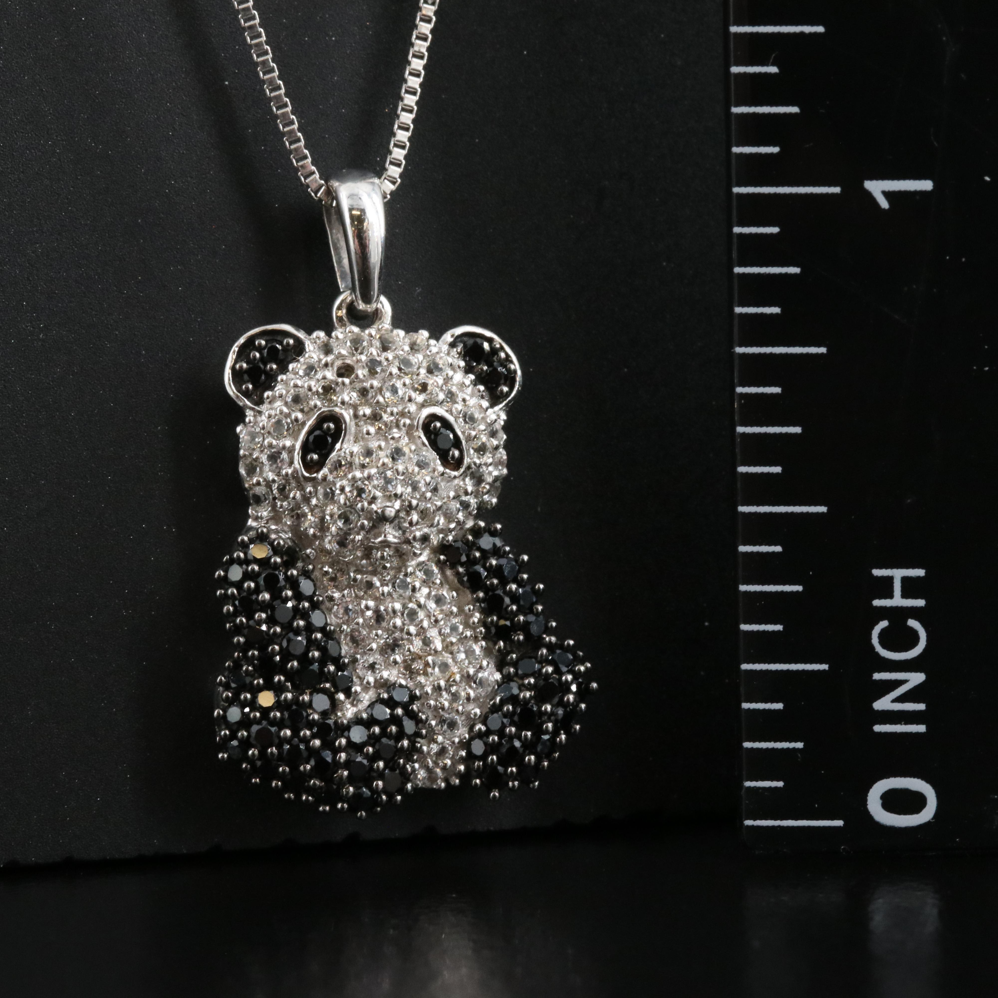 Sterling Cubic Zirconia Panda Pendant Necklace