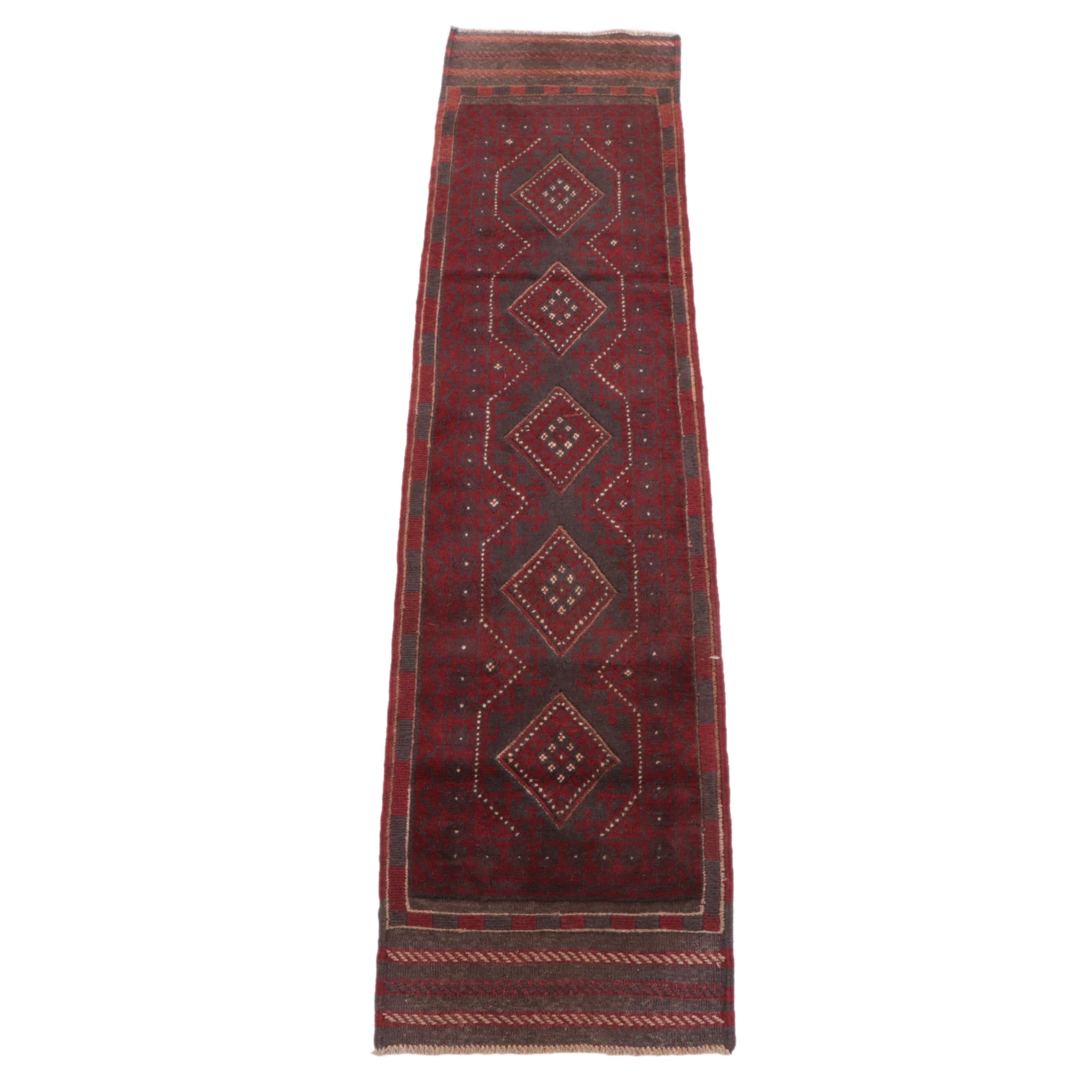 1'11 x 7'11 Hand-Knotted Afghan Mixed Technique Carpet Runner