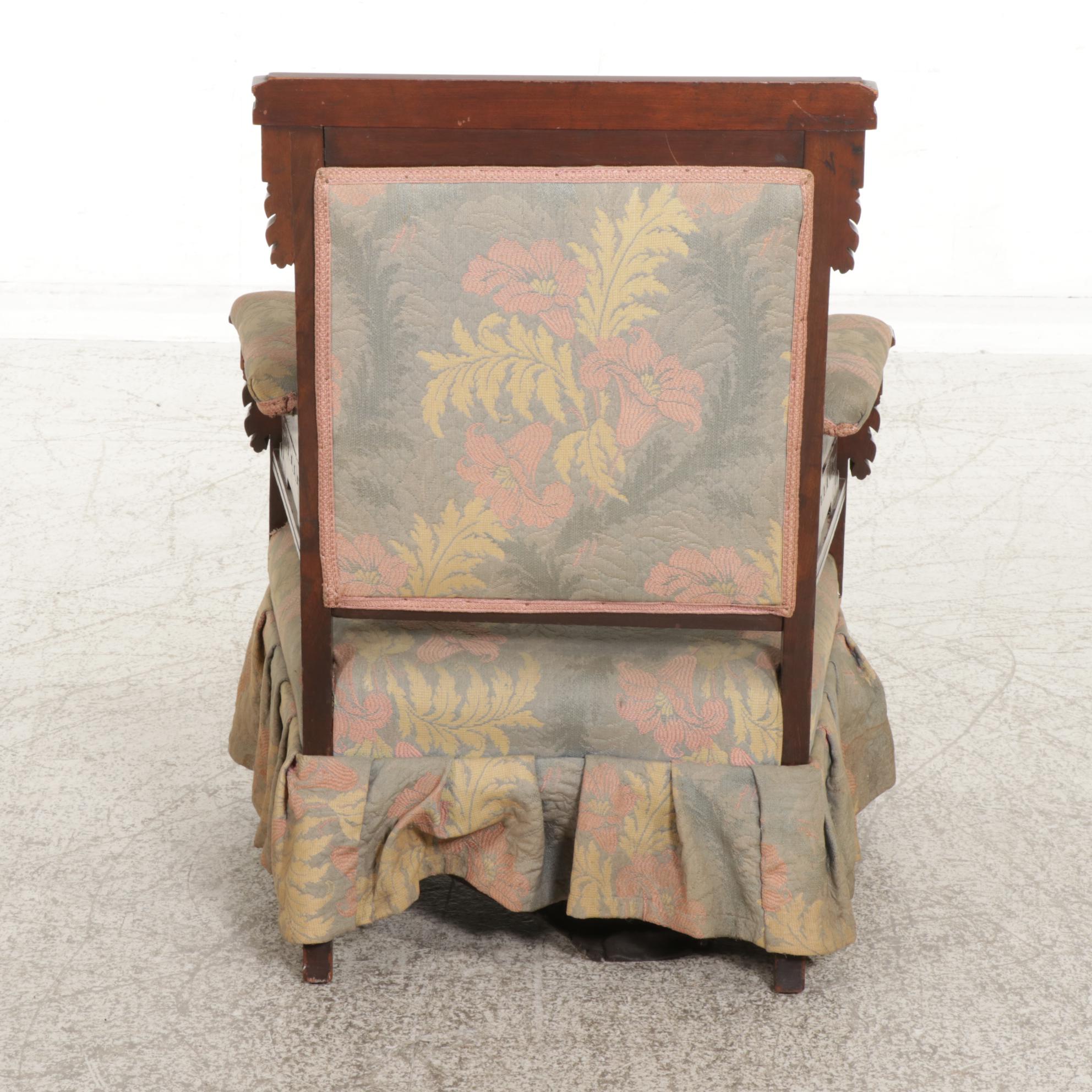 Victorian Eastlake Walnut and Custom-Upholstered Armchair, Late 19th Century