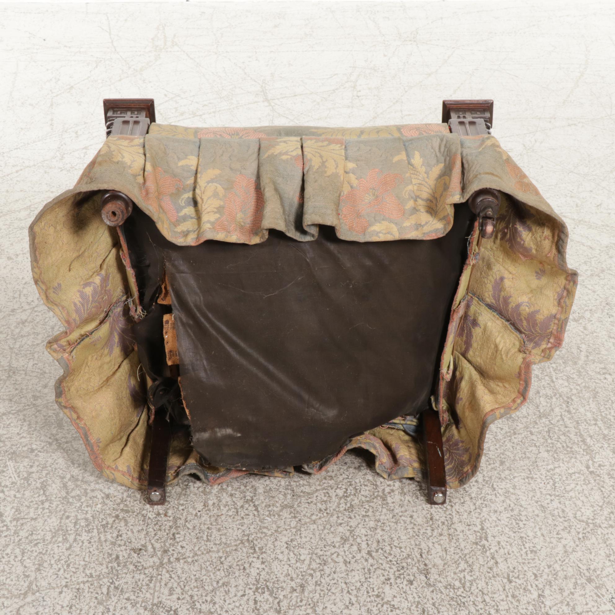 Victorian Eastlake Walnut and Custom-Upholstered Armchair, Late 19th Century