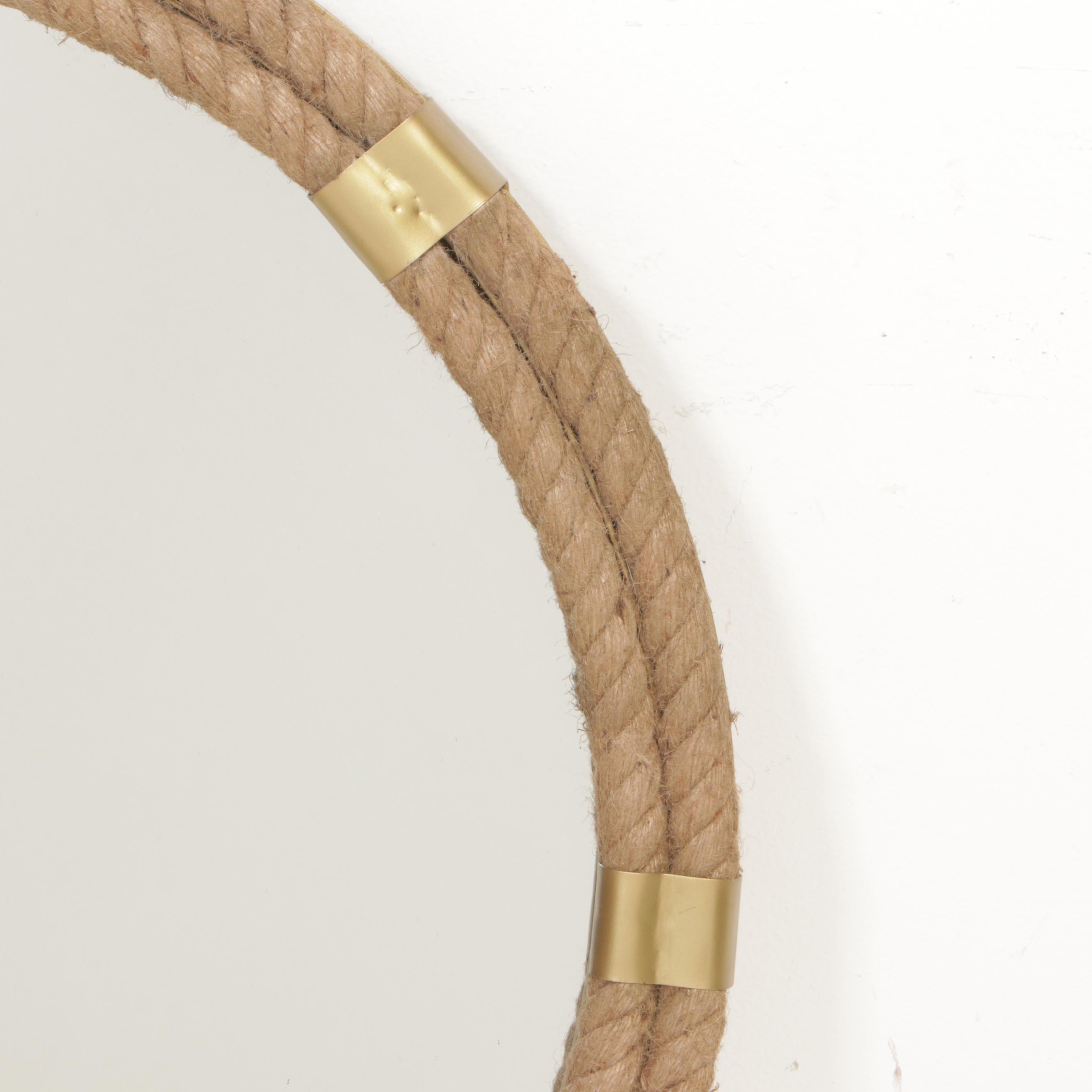 Gilt Metal and Rope Round Mirror