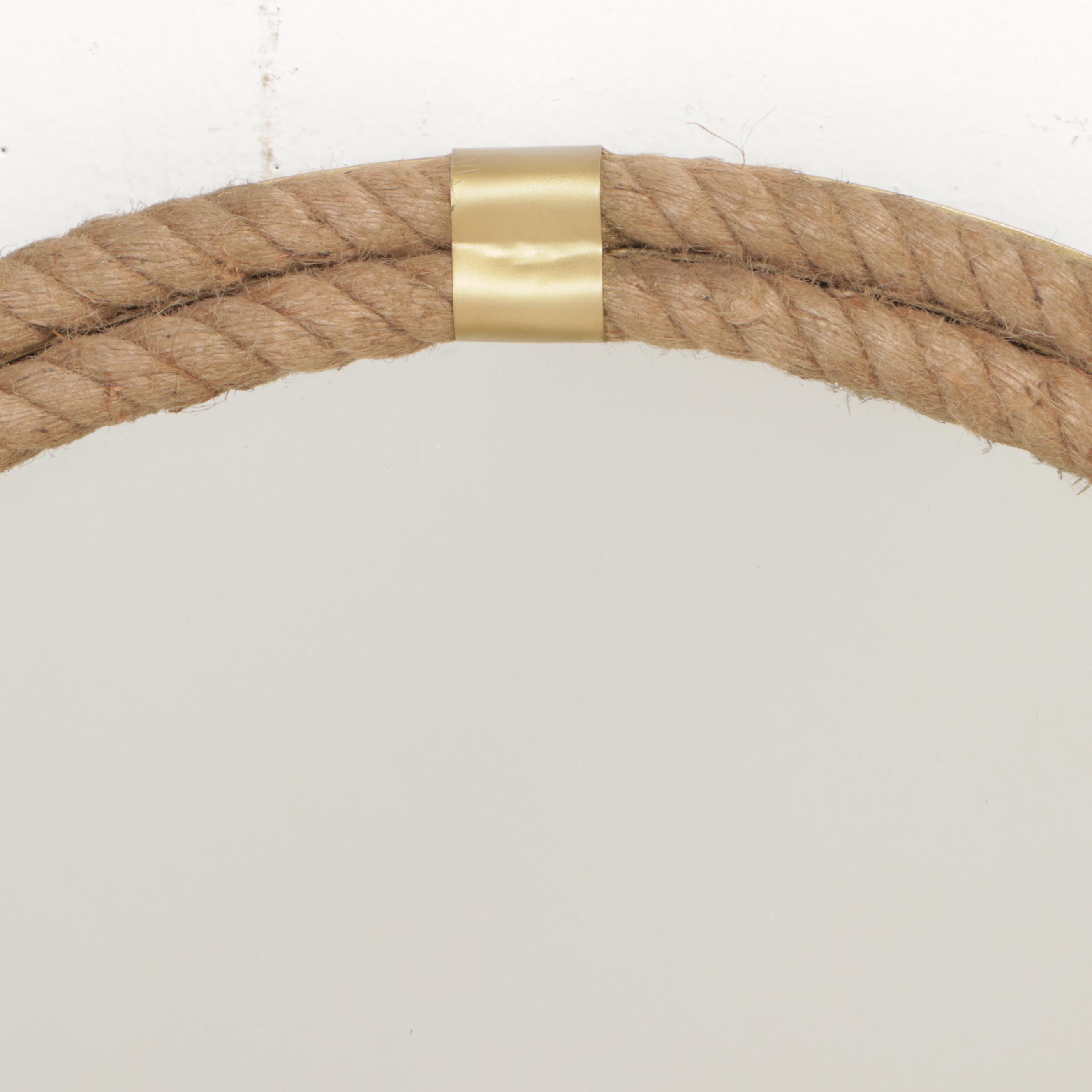 Gilt Metal and Rope Round Mirror