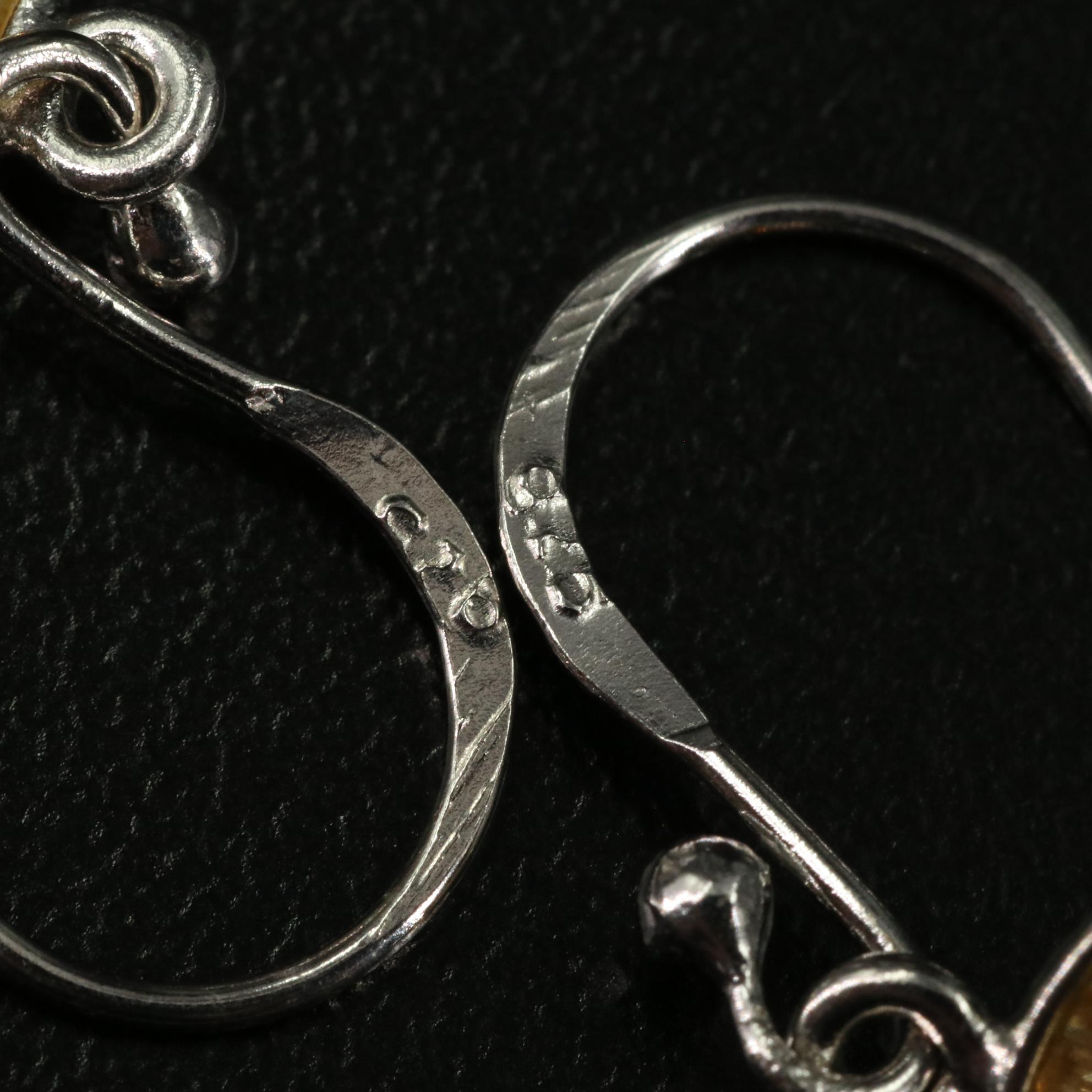 Sterling Citrine and Smoky Quartz Dangle Earrings