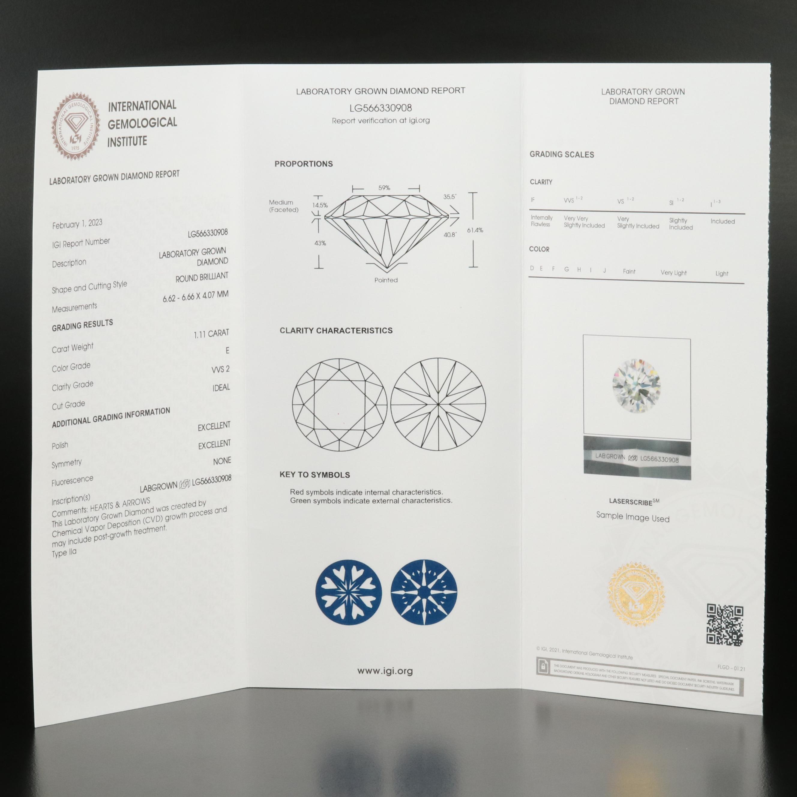 Platinum 2.12 CTW Lab Grown Diamond Stud Earrings with IGI Reports