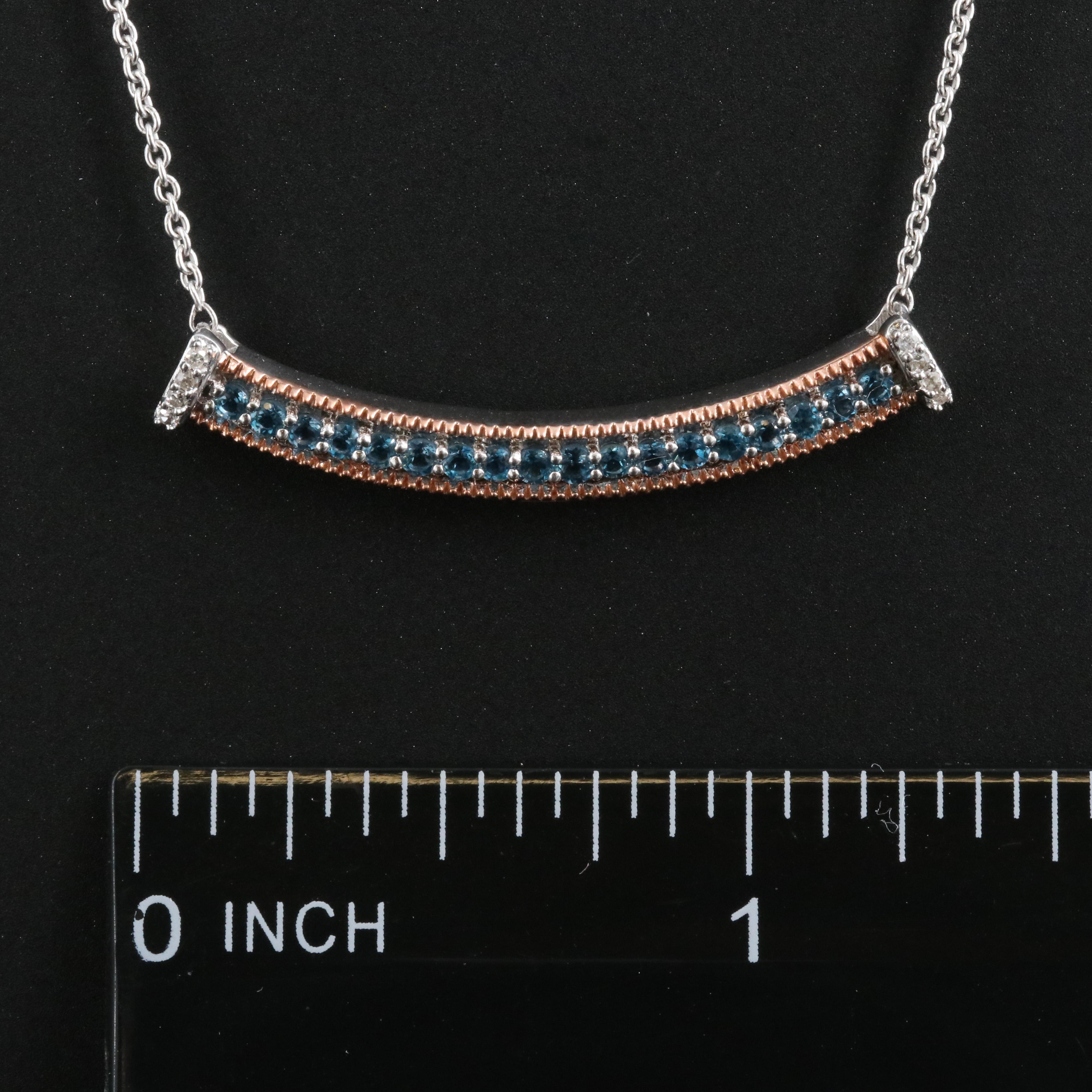 Sterling Topaz Curved Bar Necklace