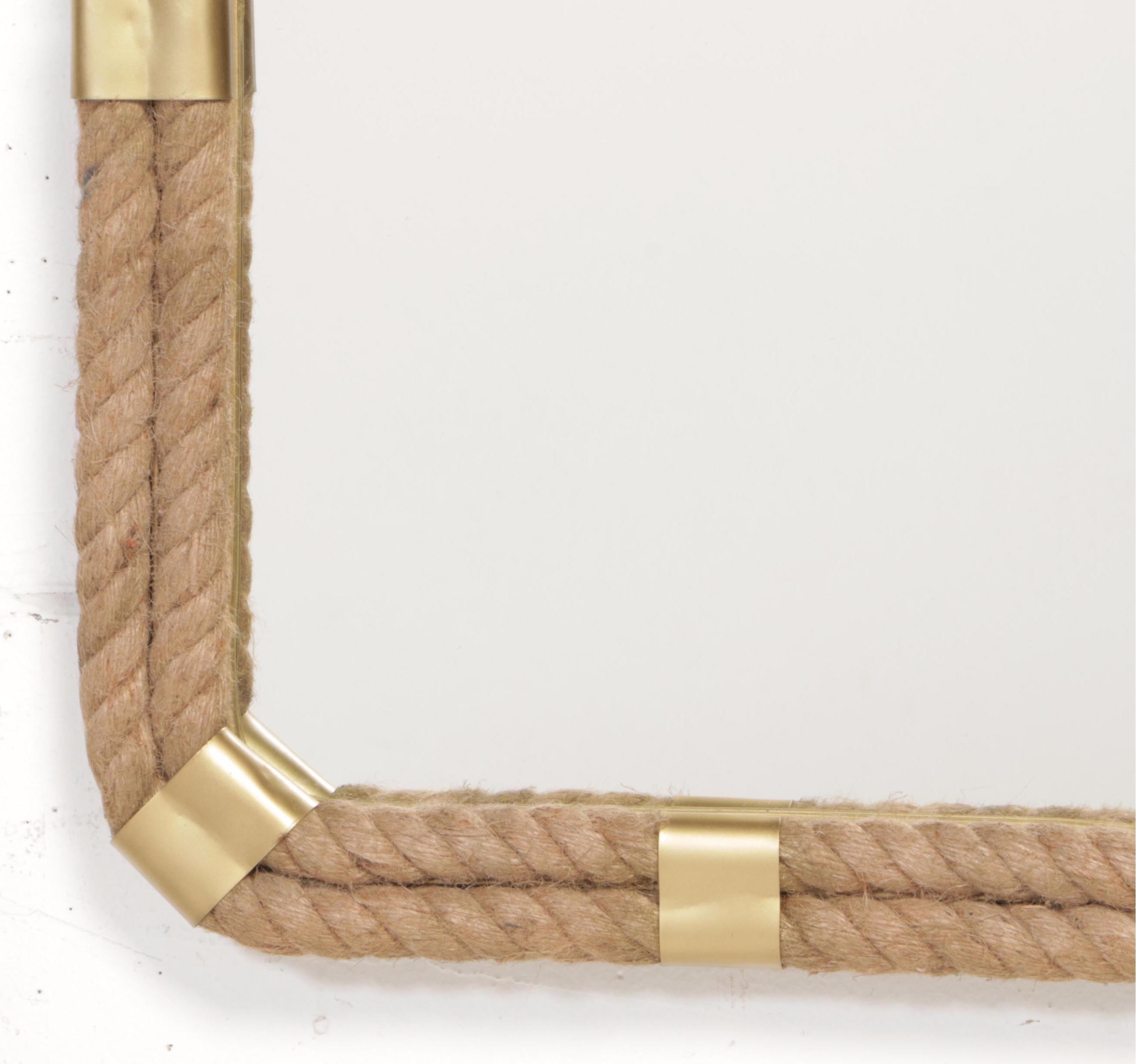 Gilt Metal and Rope Wall Mirror