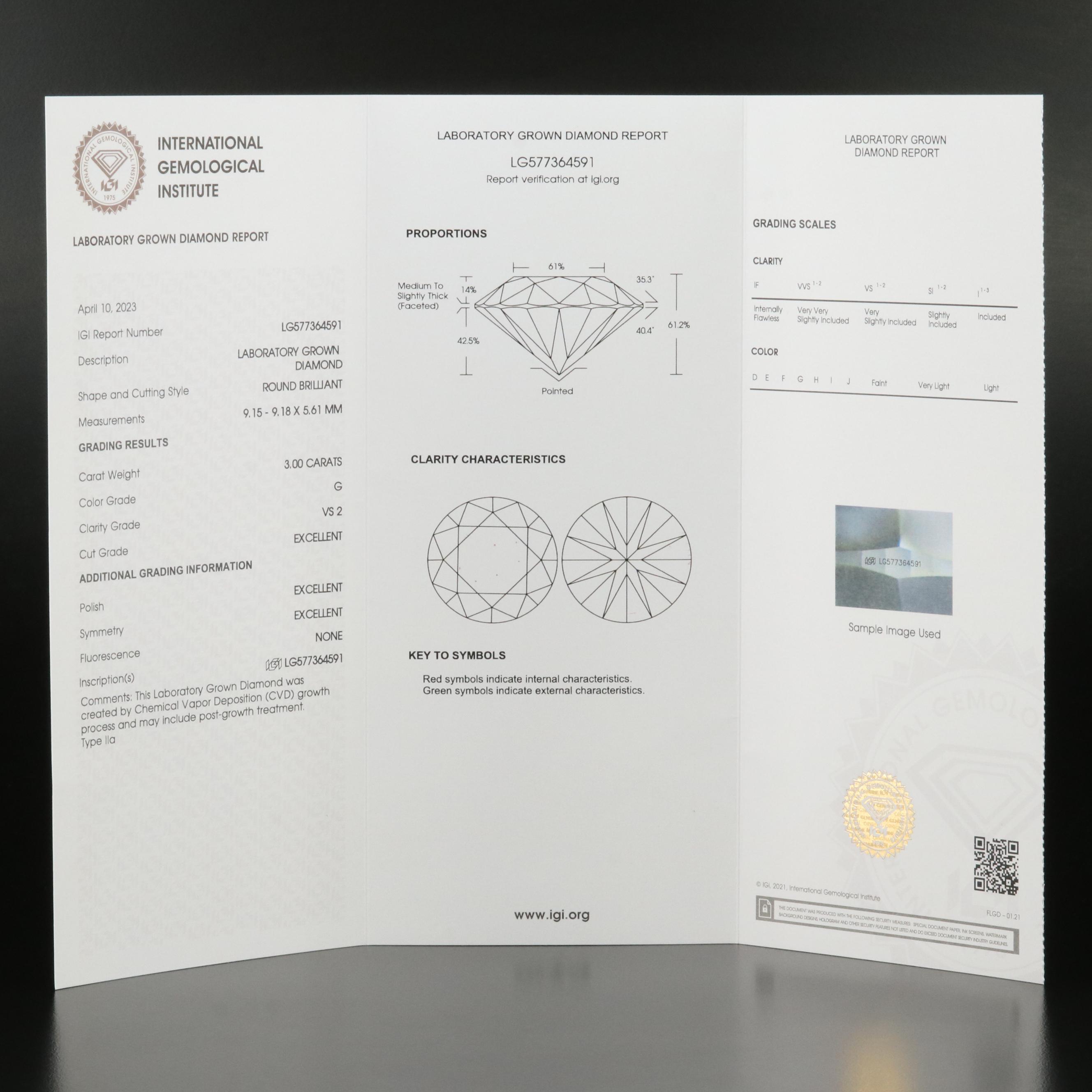 Platinum 6.00 CTW Lab Grown Diamond Stud Earrings with IGI Reports