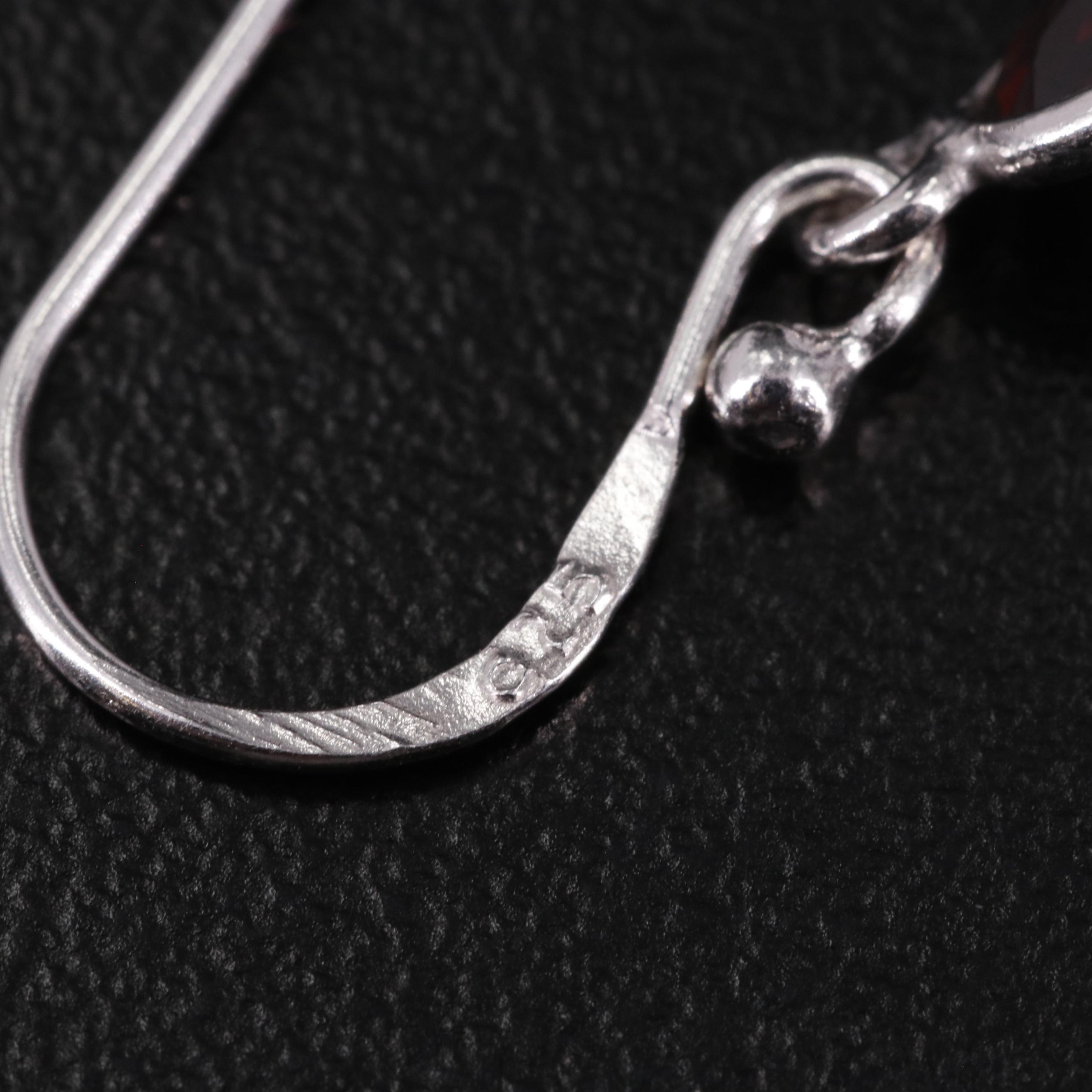 Sterling Rose Quartz and Garnet Drop Earrings