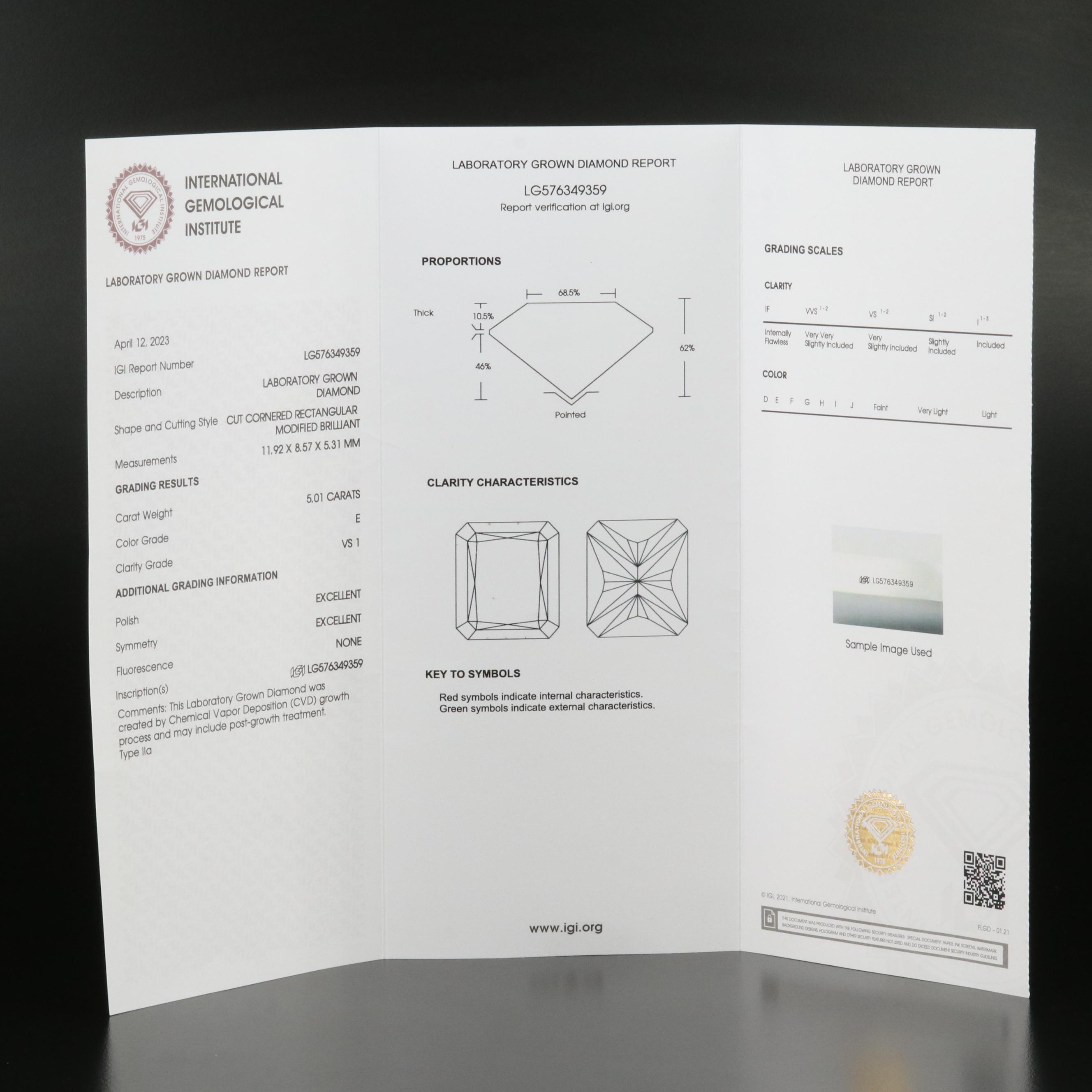 14K 5.29 CTW Lab Grown Diamond Ring with IGI Report
