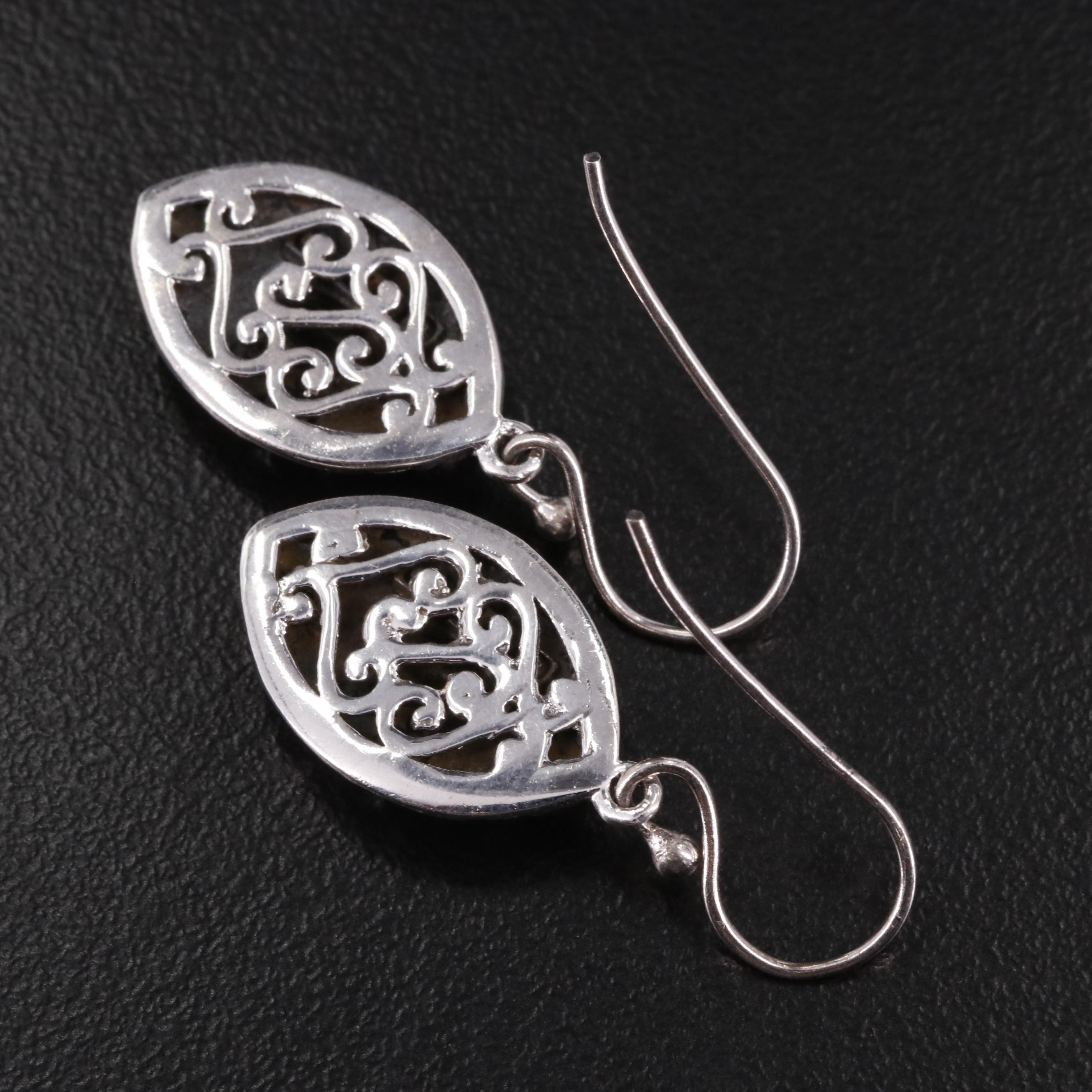 Bali Inspired Sterling and Citrine Drop Earrings