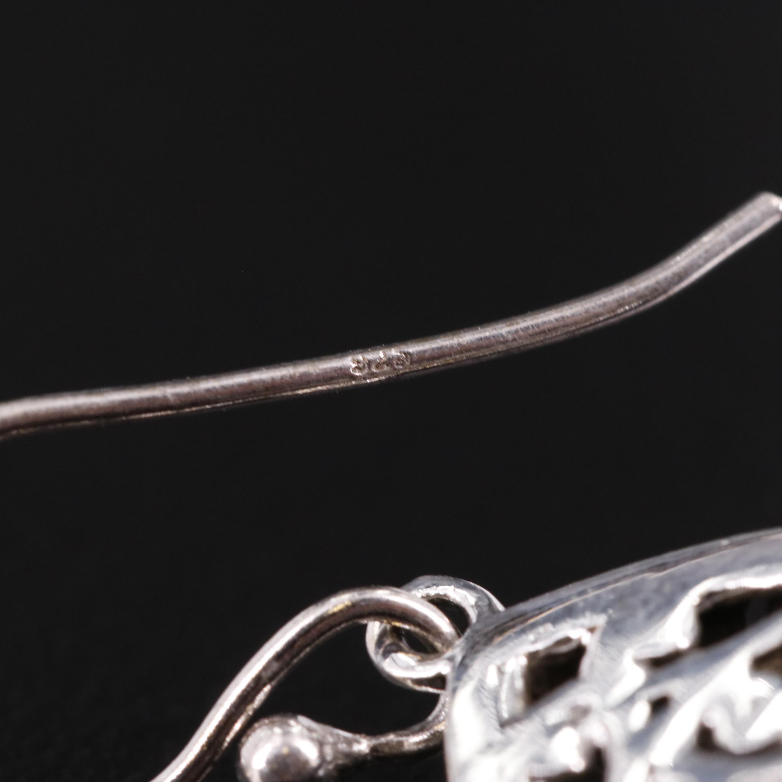 Bali Inspired Sterling and Citrine Drop Earrings