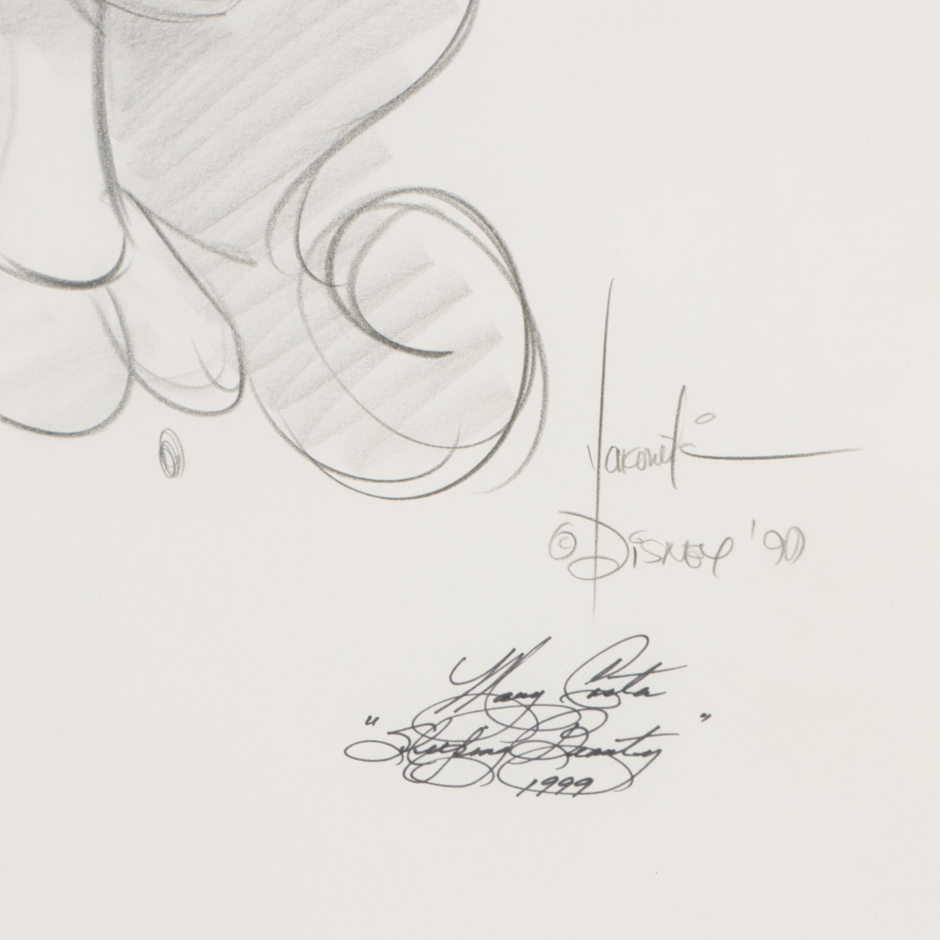 Graphite Drawing of Briar Rose of Disney's "Sleeping Beauty," 1990