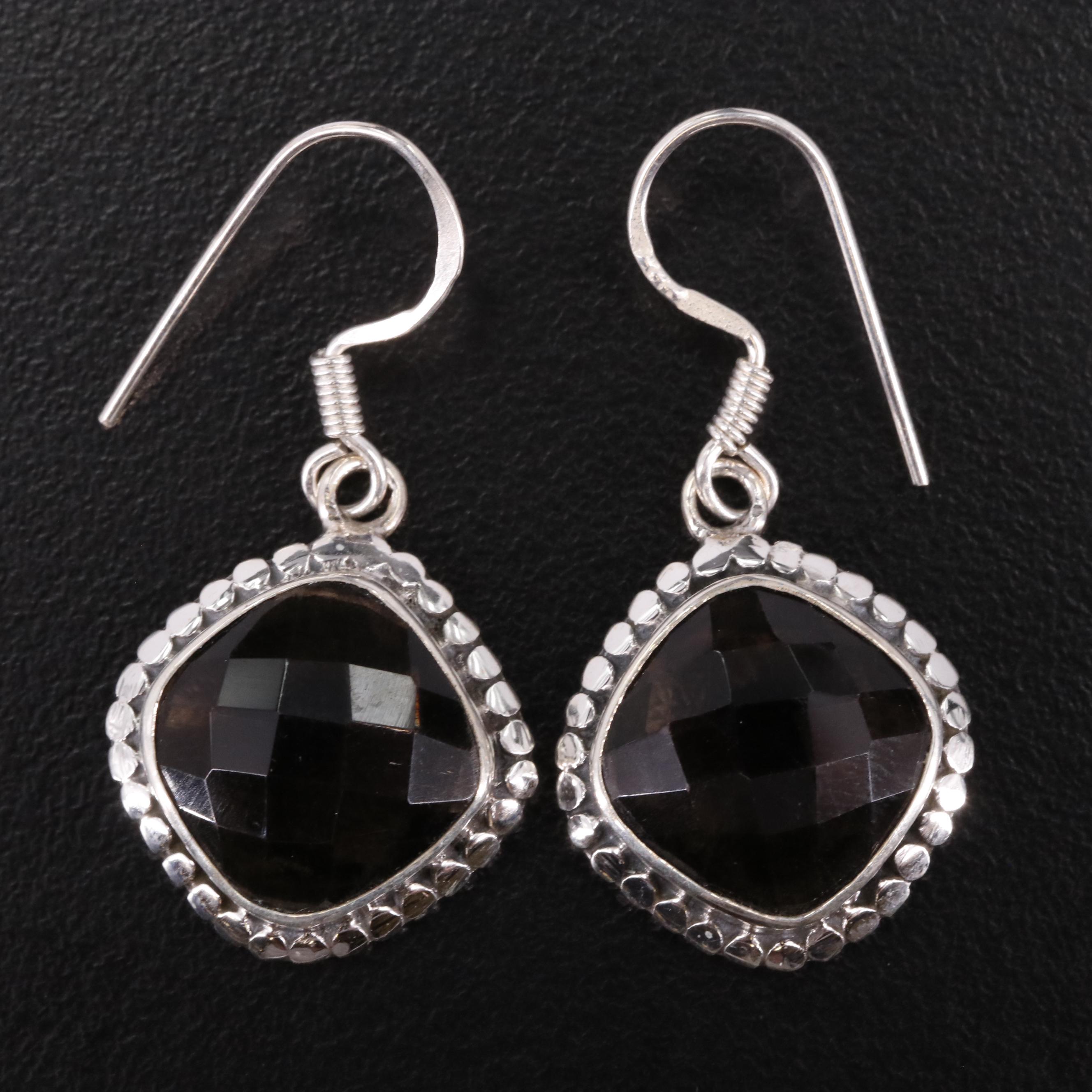 Sterling Smoky Quartz Drop Earrings