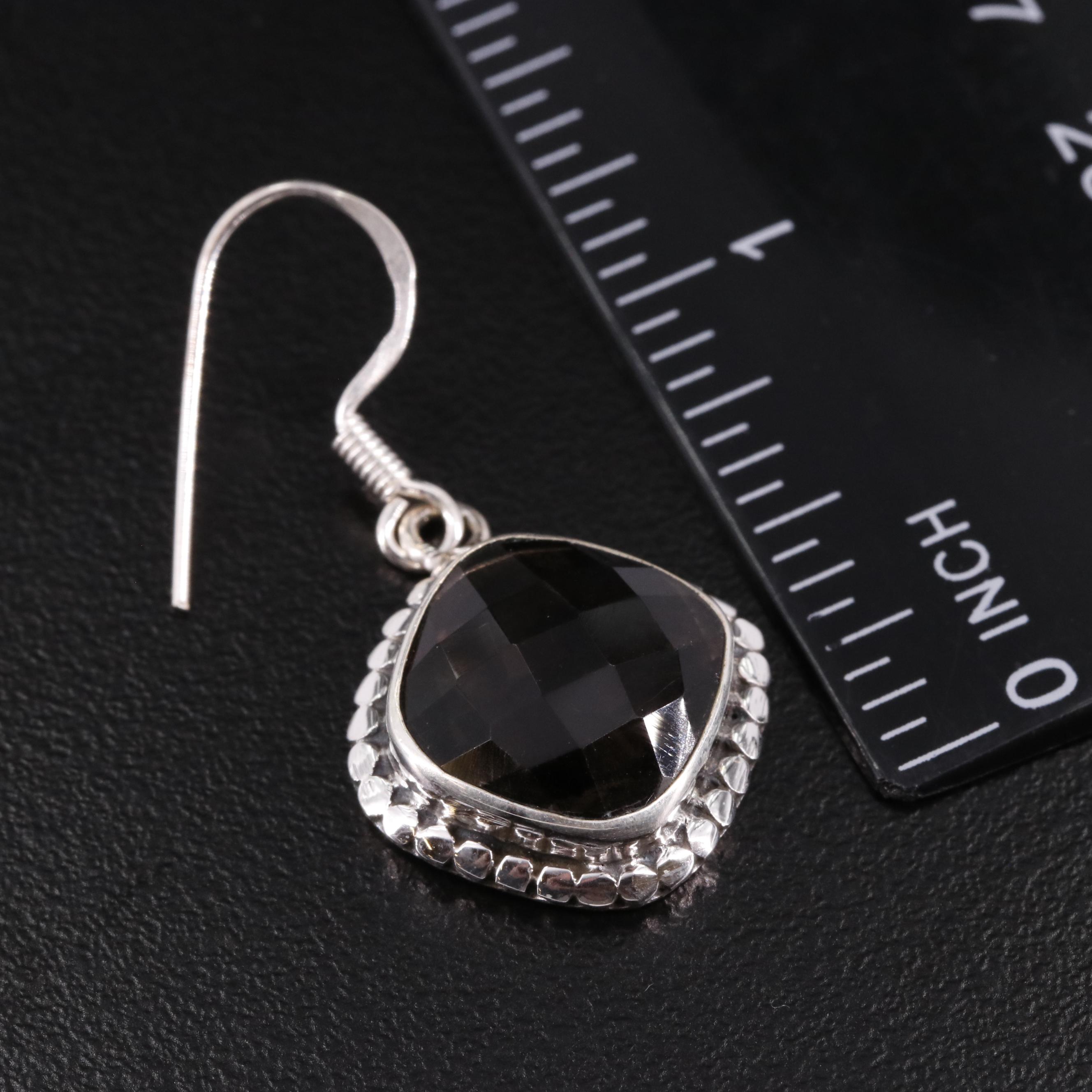 Sterling Smoky Quartz Drop Earrings