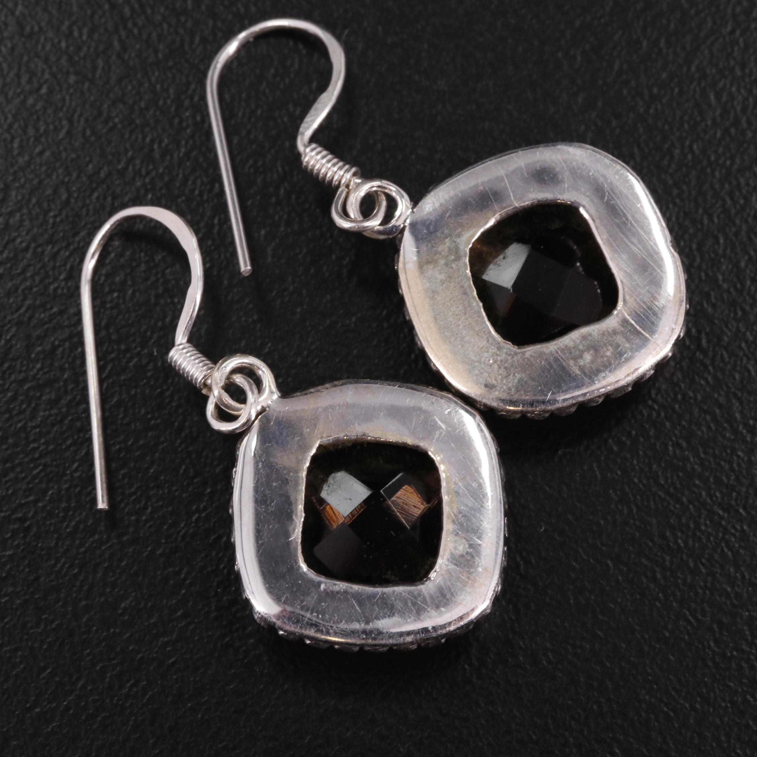 Sterling Smoky Quartz Drop Earrings
