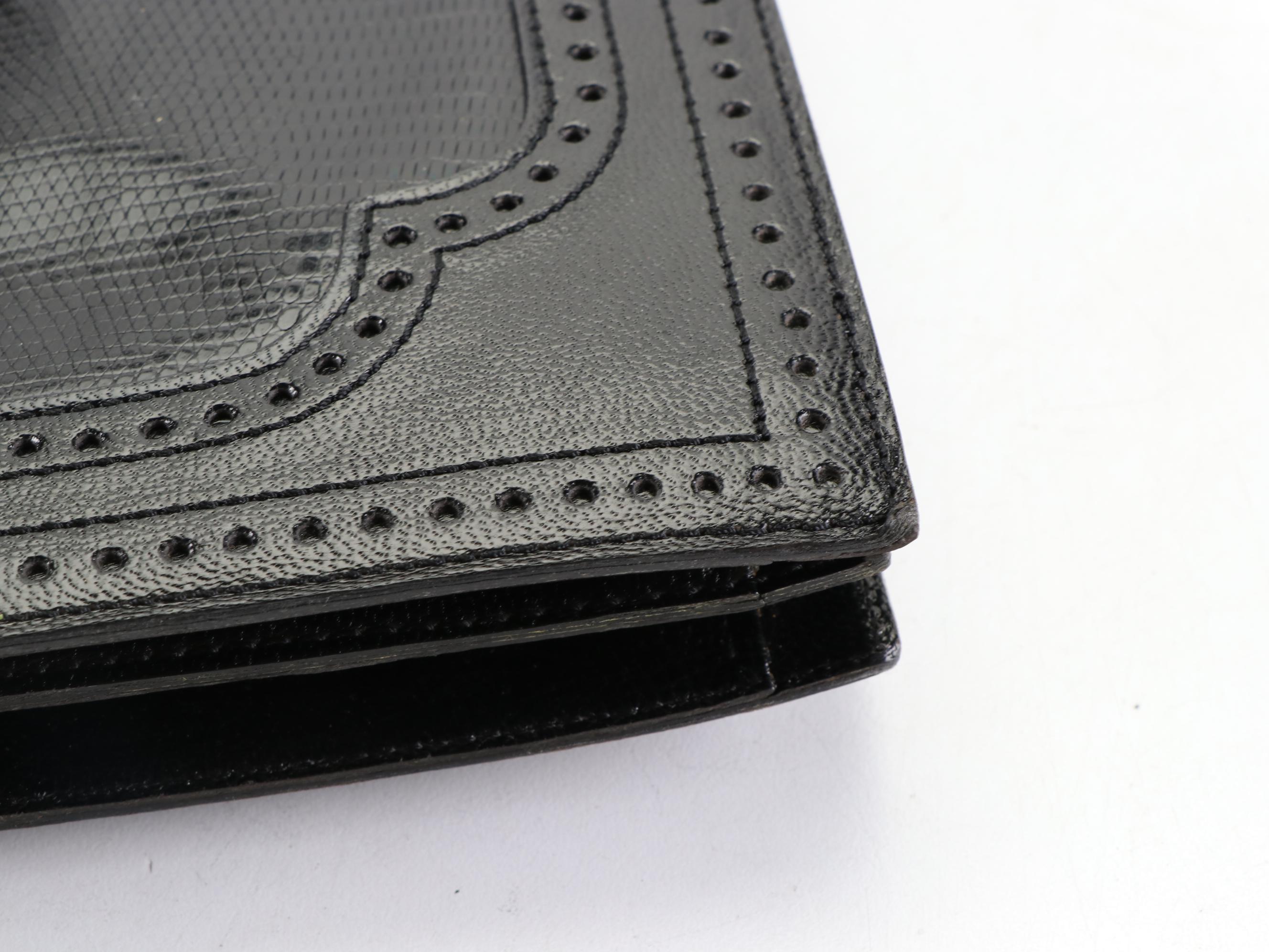 Yves Saint Laurent Convertible Clutch in Lizard Skin/Leather with Brogue Detail