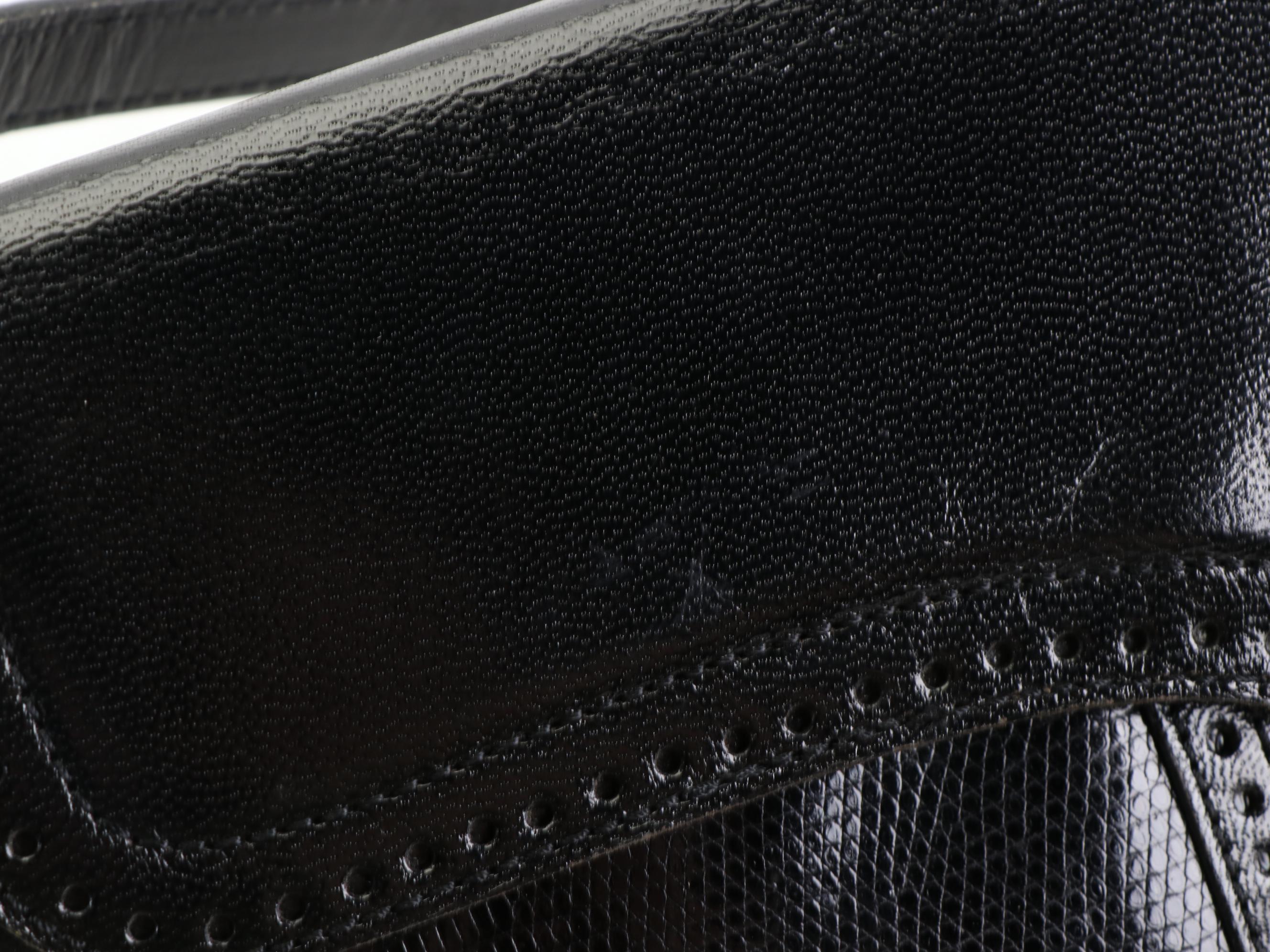 Yves Saint Laurent Convertible Clutch in Lizard Skin/Leather with Brogue Detail