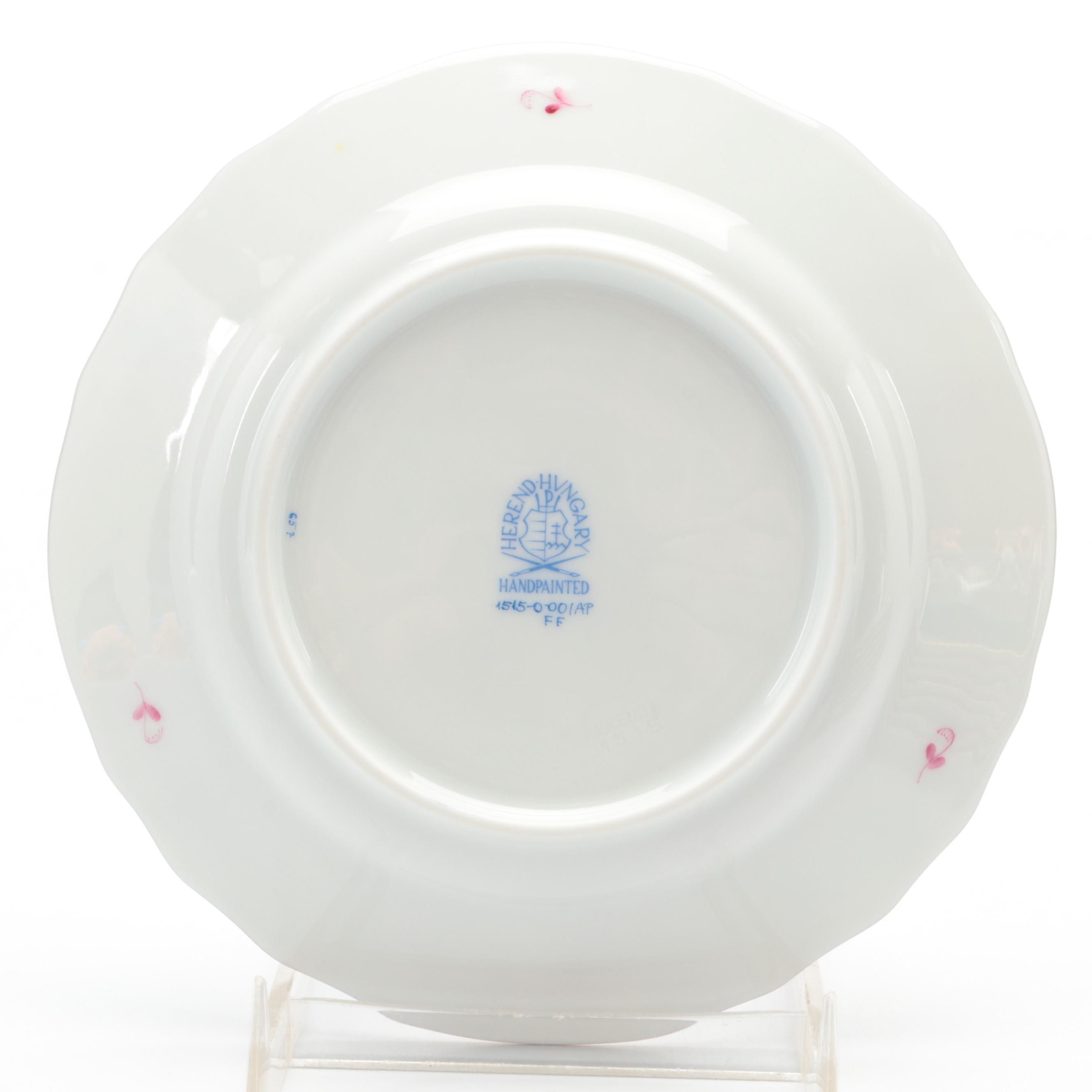 Herend Raspberry "Chinese Bouquet" Porcelain Bread and Butter Plates