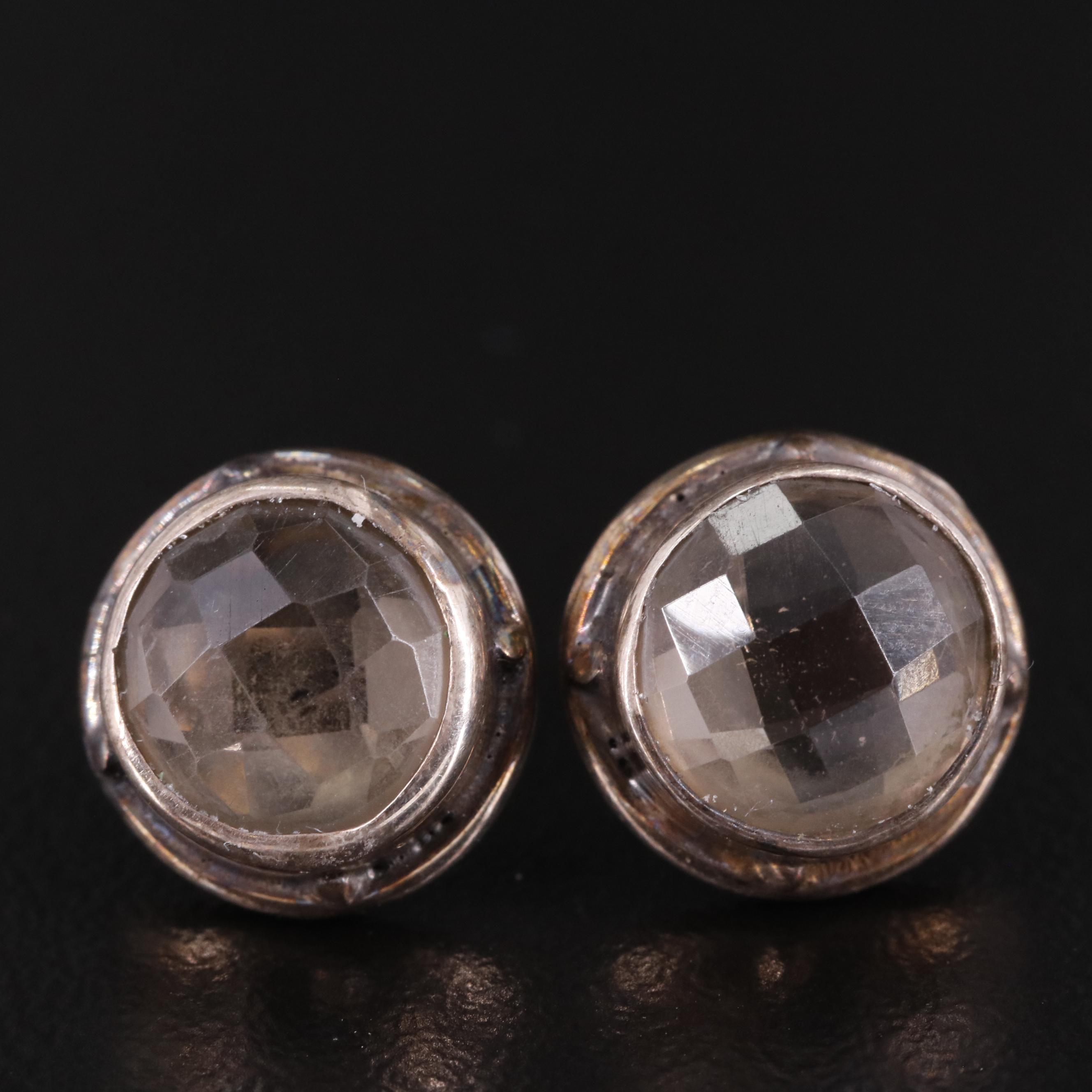 Sterling Smoky Quartz Stud Earrings