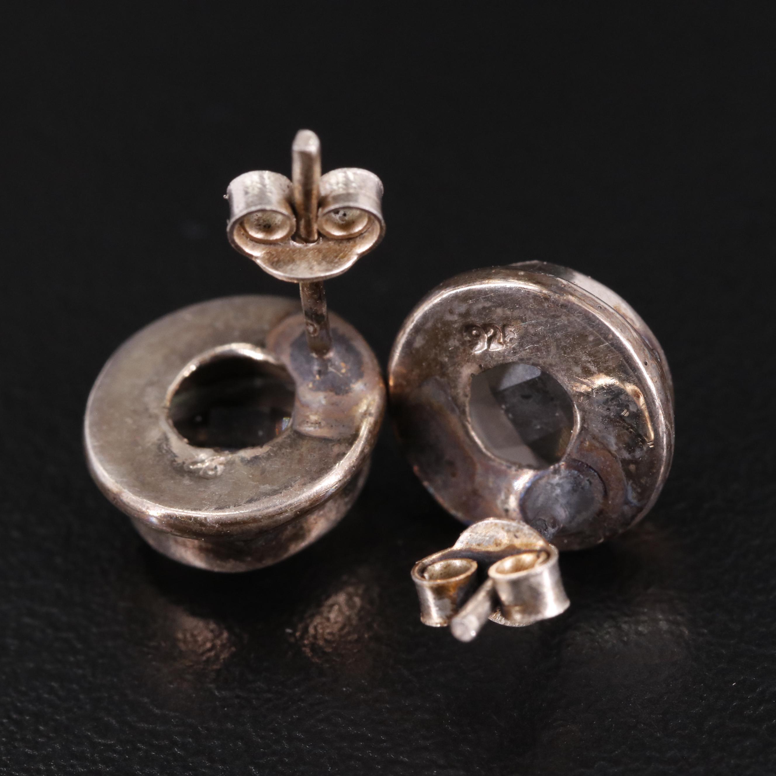 Sterling Smoky Quartz Stud Earrings