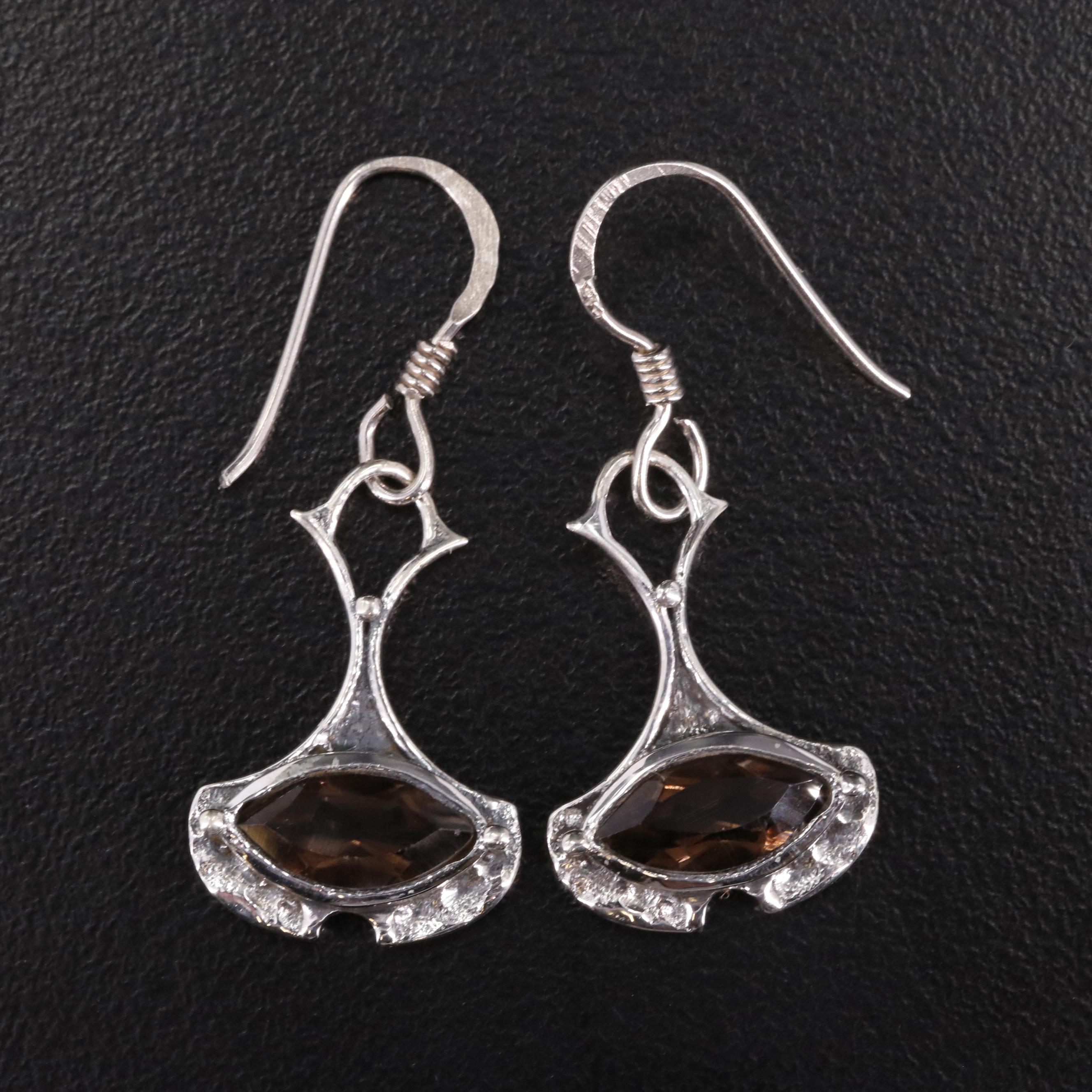 Sterling Smoky Quartz Drop Earrings