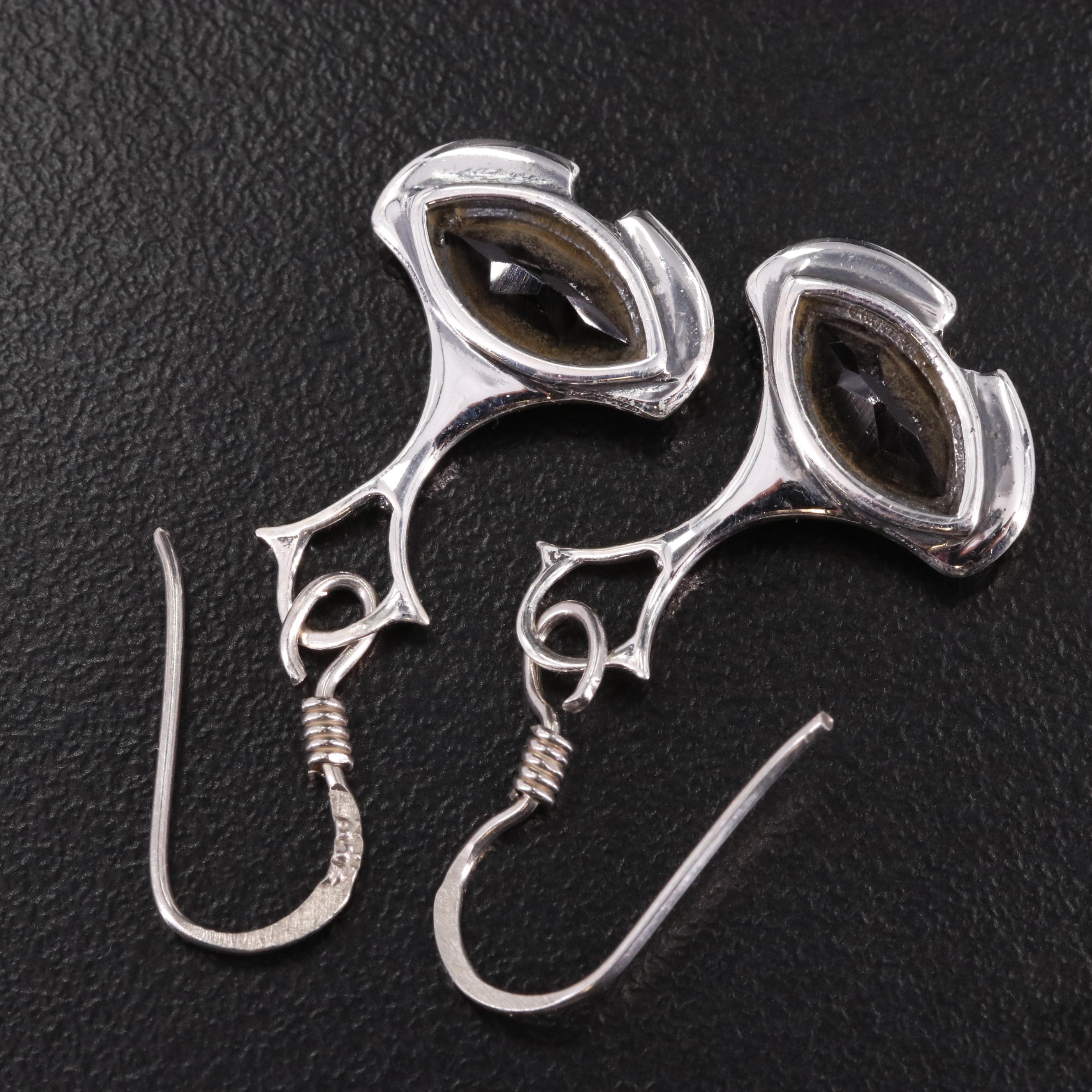 Sterling Smoky Quartz Drop Earrings