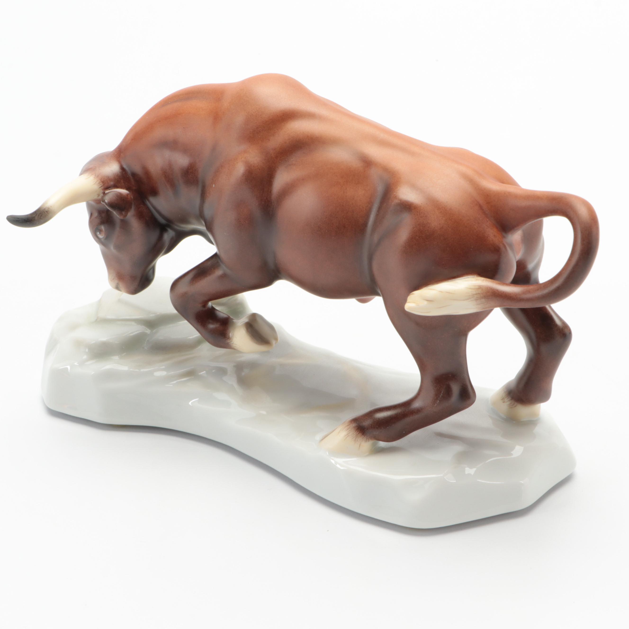 Herend Kingdom Classic Natural "The Bull" Porcelain Figurine, 2003
